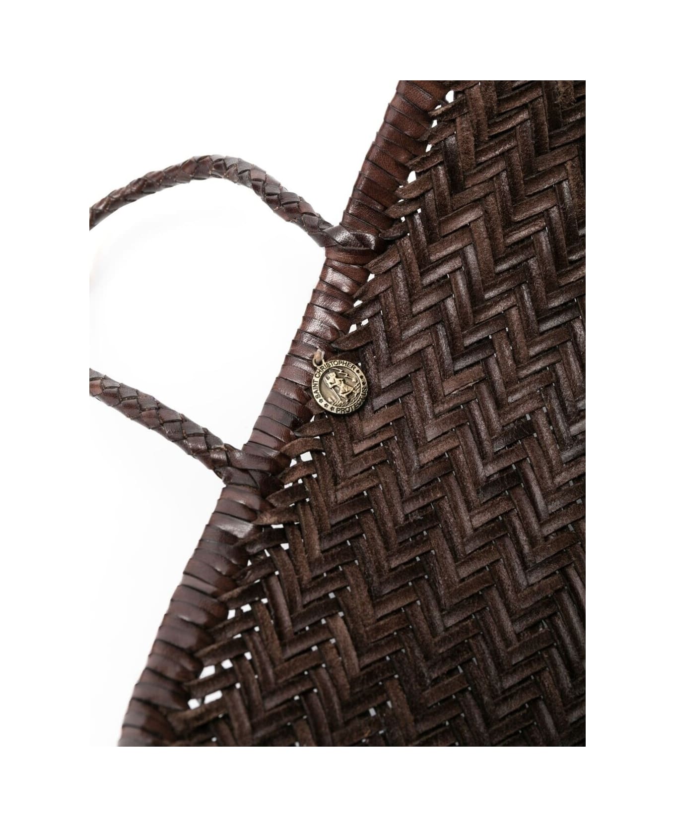 Dragon Diffusion 
triple Jump
 Brown Small Tote Bag In Braided Leather Woman - Brown