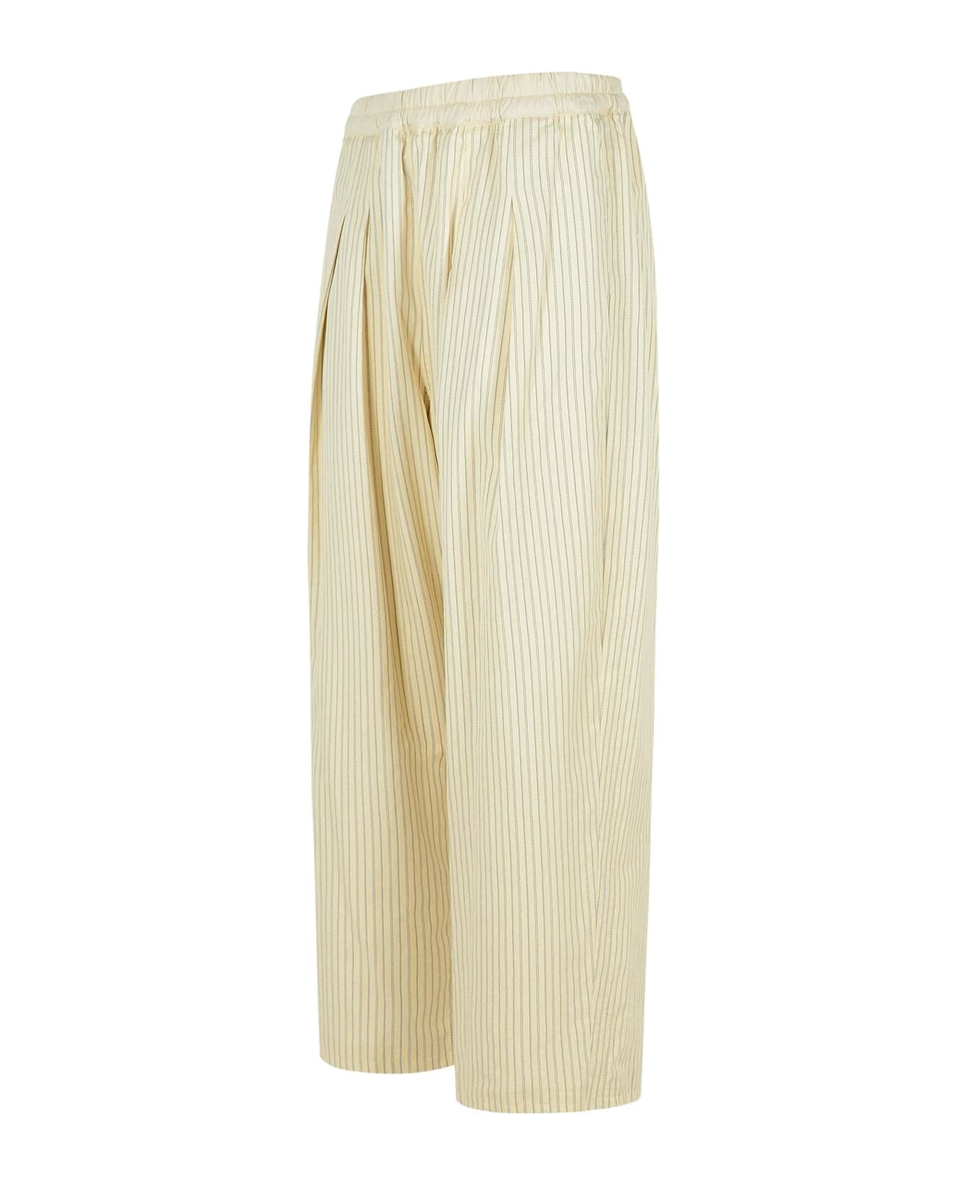 Ivory Cotton Blend Trousers - Thumbnail 3
