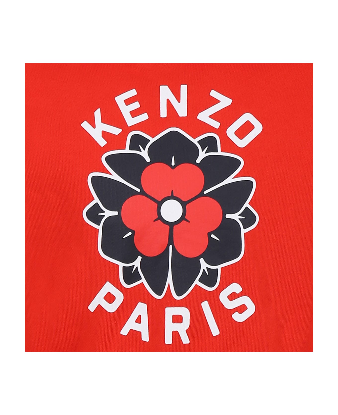 Kenzo Kids Red Sweatshirt For Girl With Boke Flower And White Logo - Red