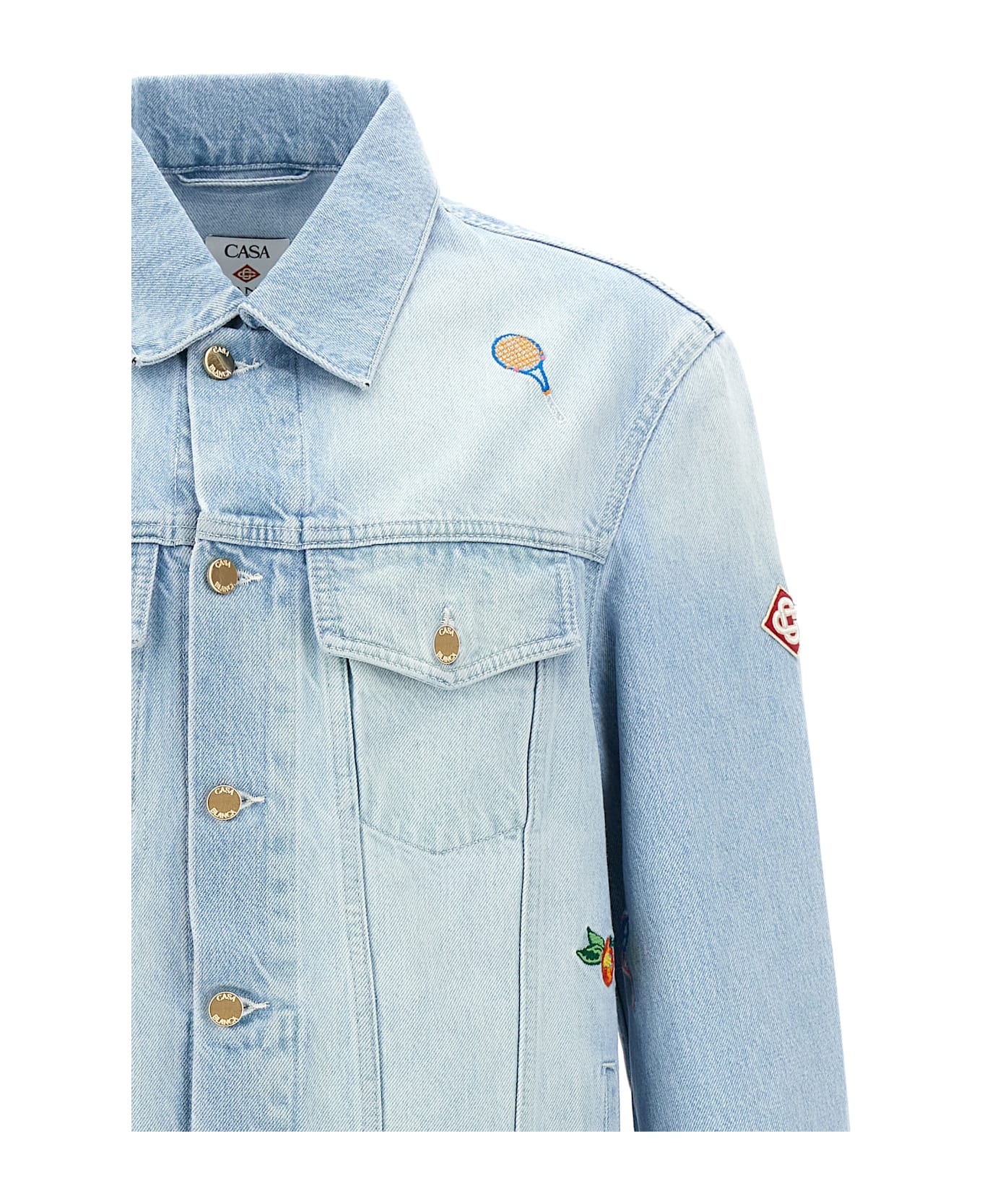 Casablanca 
embroidered Motif
 Jacket - Light Blue