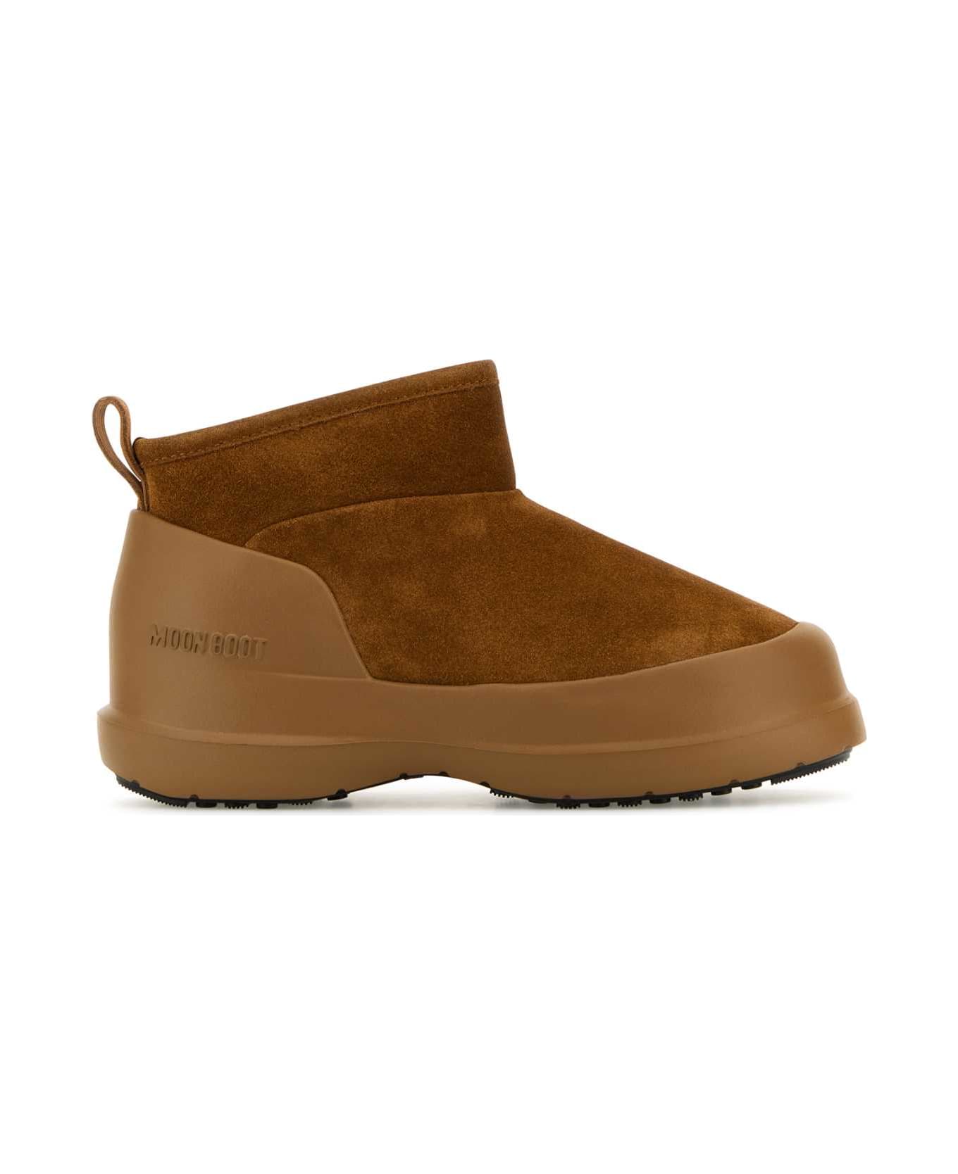 Moon Boot Caramel Suede Luna Low Ankle Boots - COGNAC