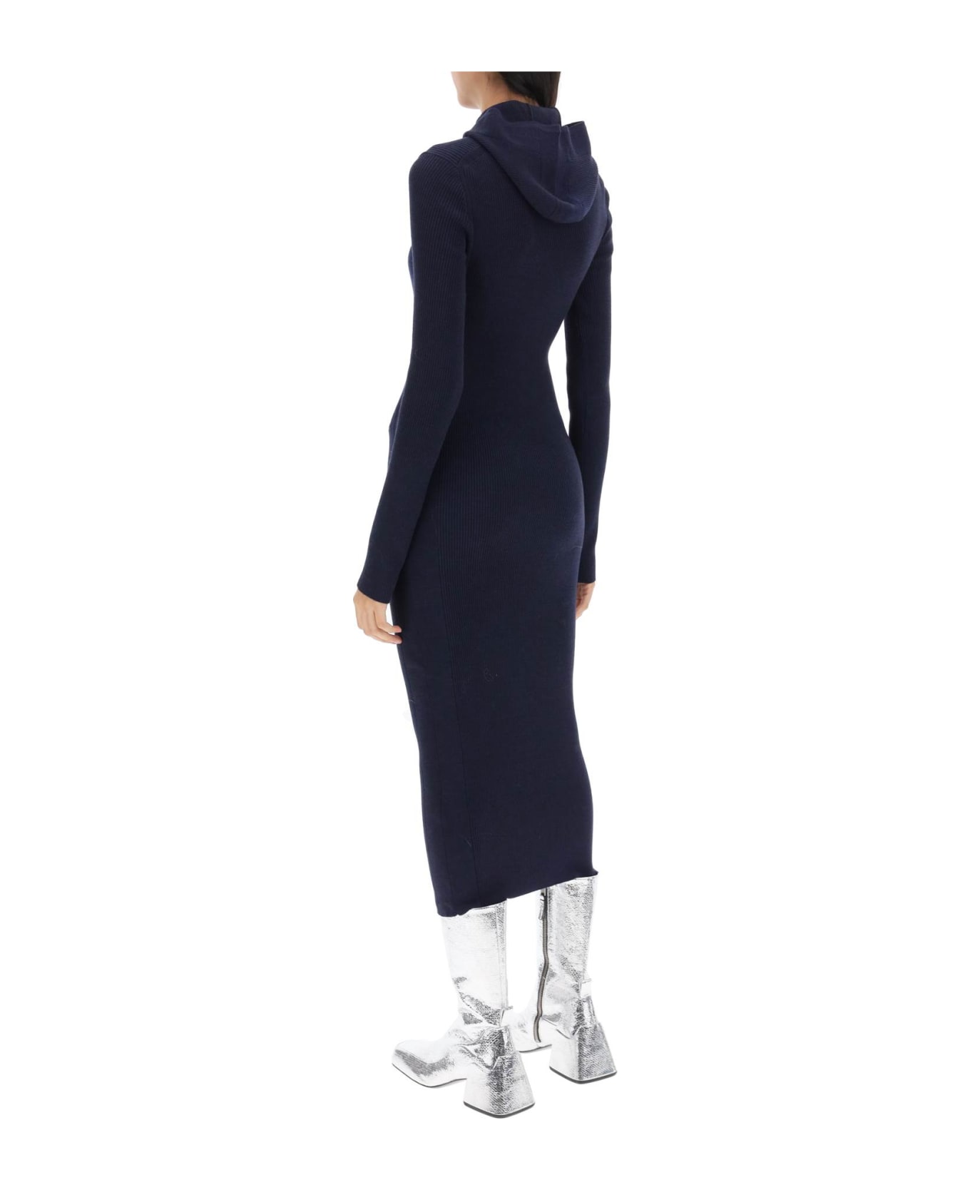 Jil Sander Hooded Midi Knit Dress - NAVY (Blue)