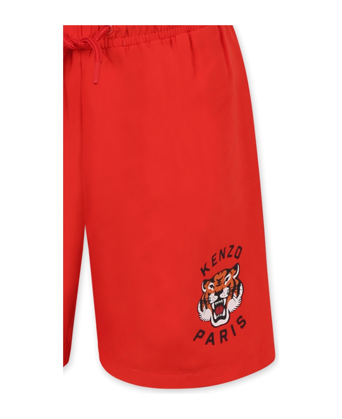 Kenzo Kids Red Swim Shorts For Boy With Lucky Tiger - Red