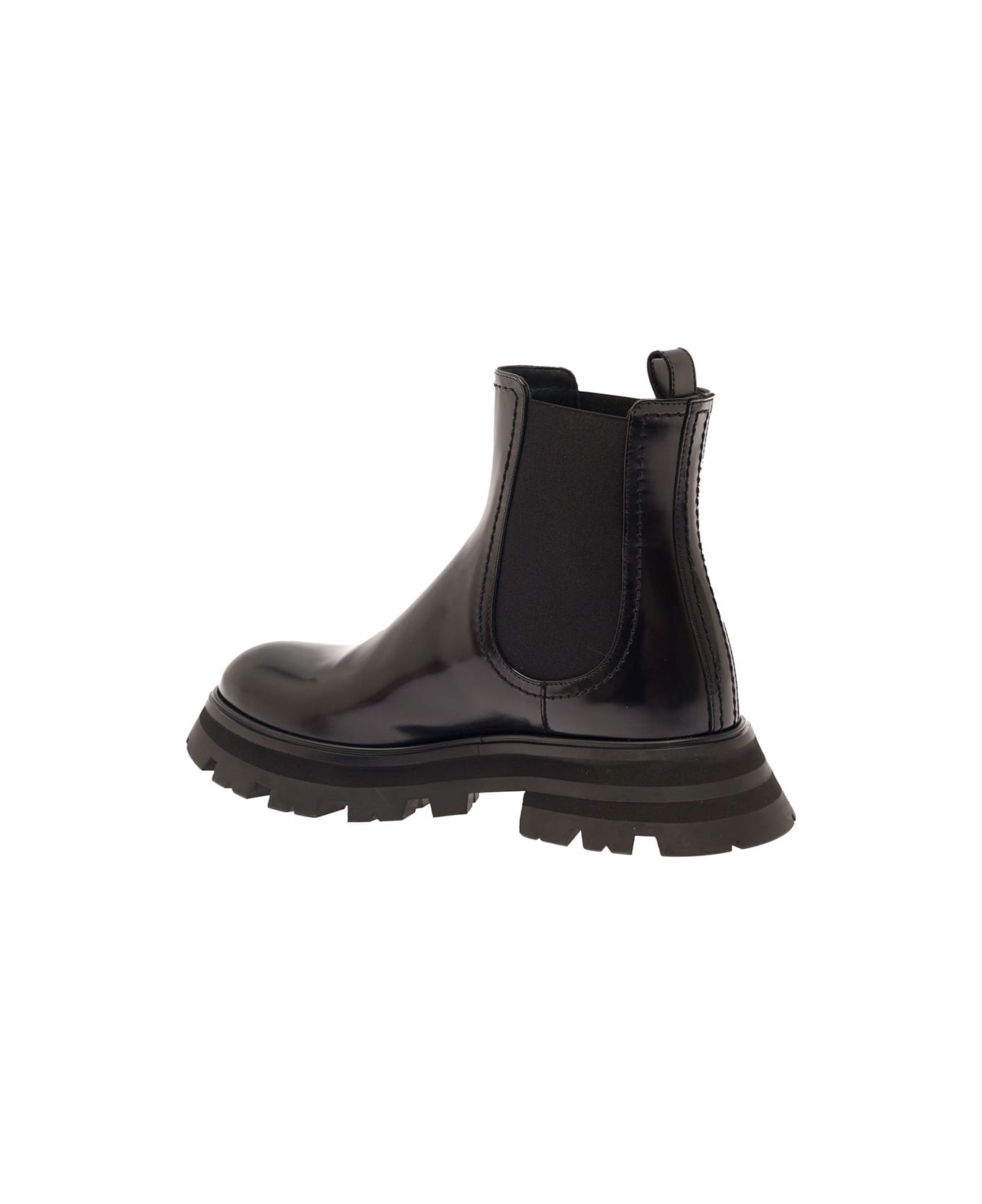 Alexander McQueen Black Chelsea Boots With Elastic Inserts In Smooth Leather Woman - Black