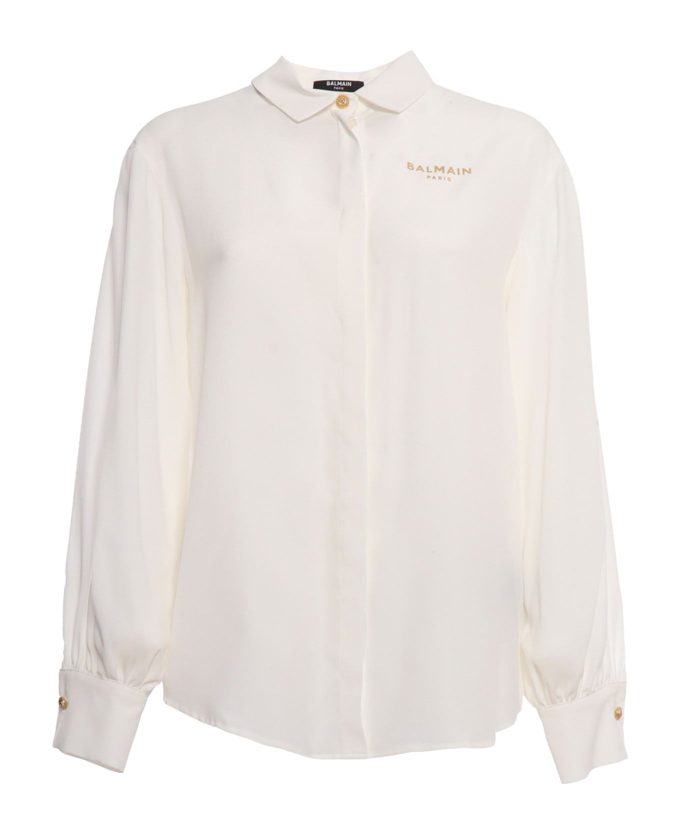 Balmain White Shirt With Logo - WHITE