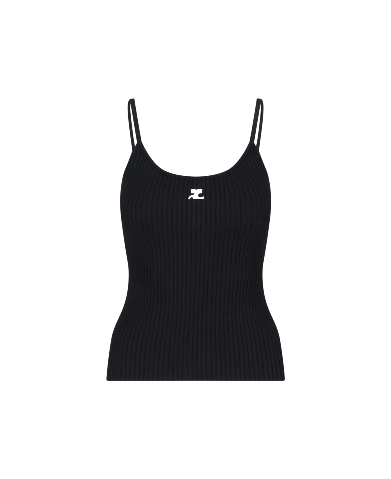 Courrèges Logo Ribbed Top - Black