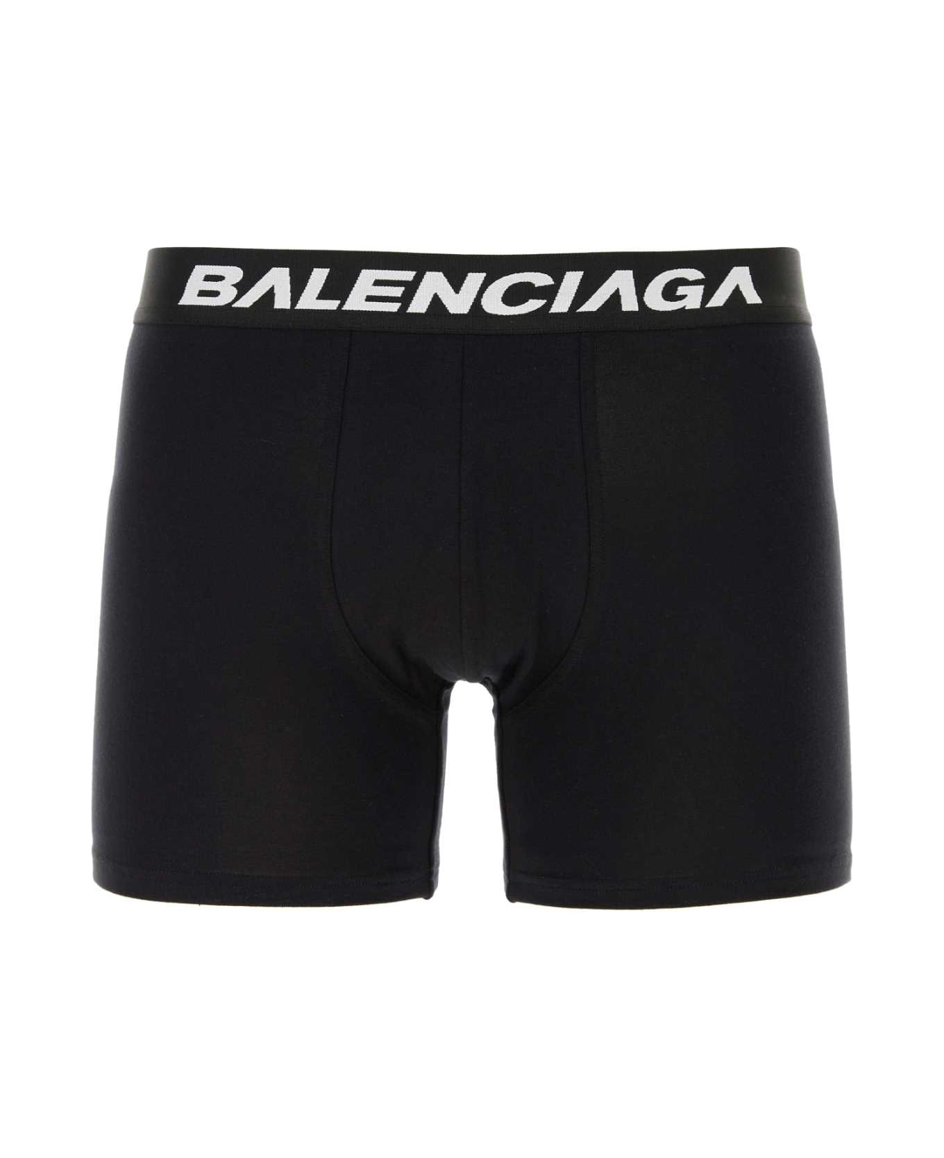 Balenciaga Black Stretch Cotton Racer Boxer - BLACKBLACK ショーツ