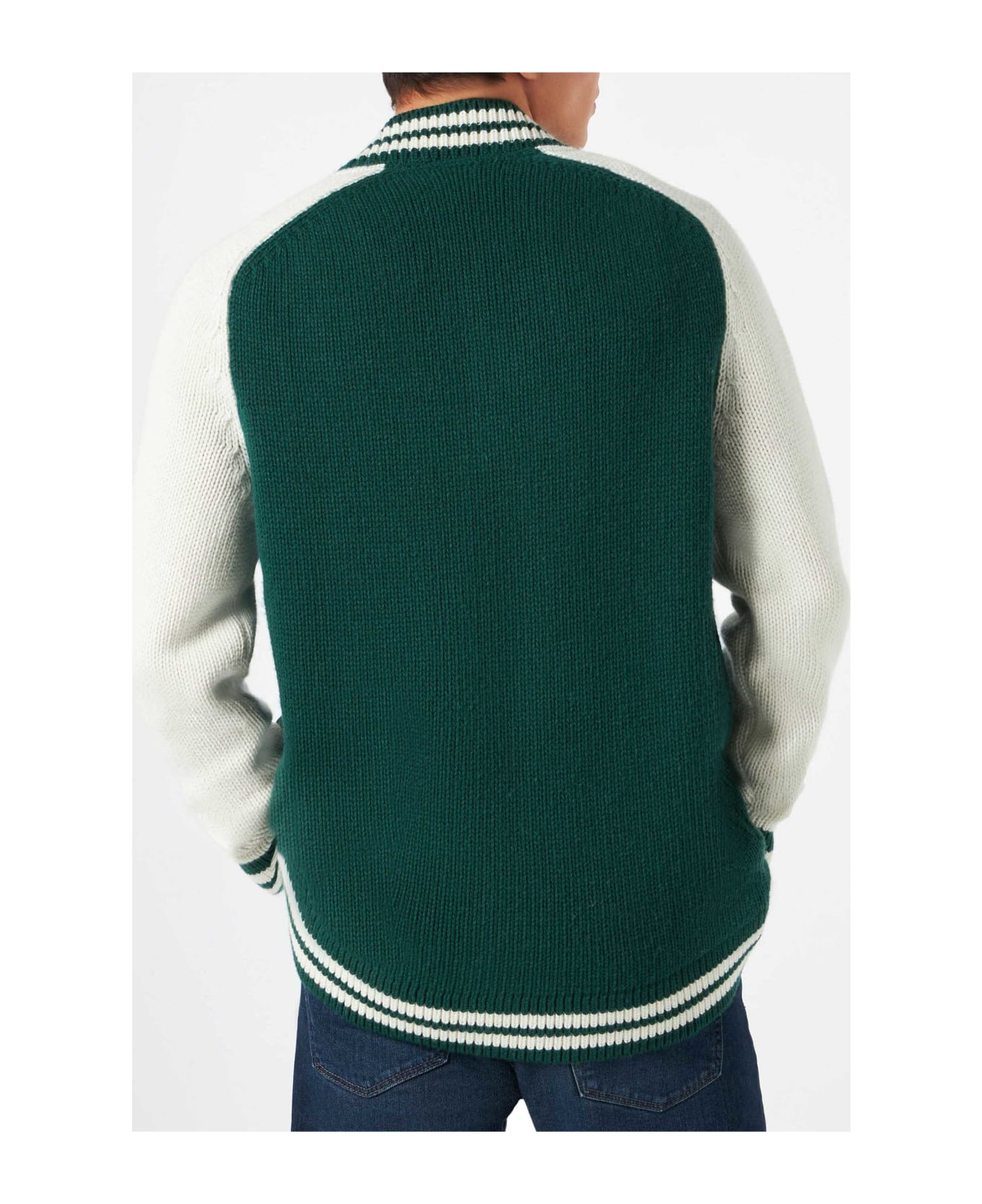 MC2 Saint Barth Green Knit Bomber College Style - GREEN