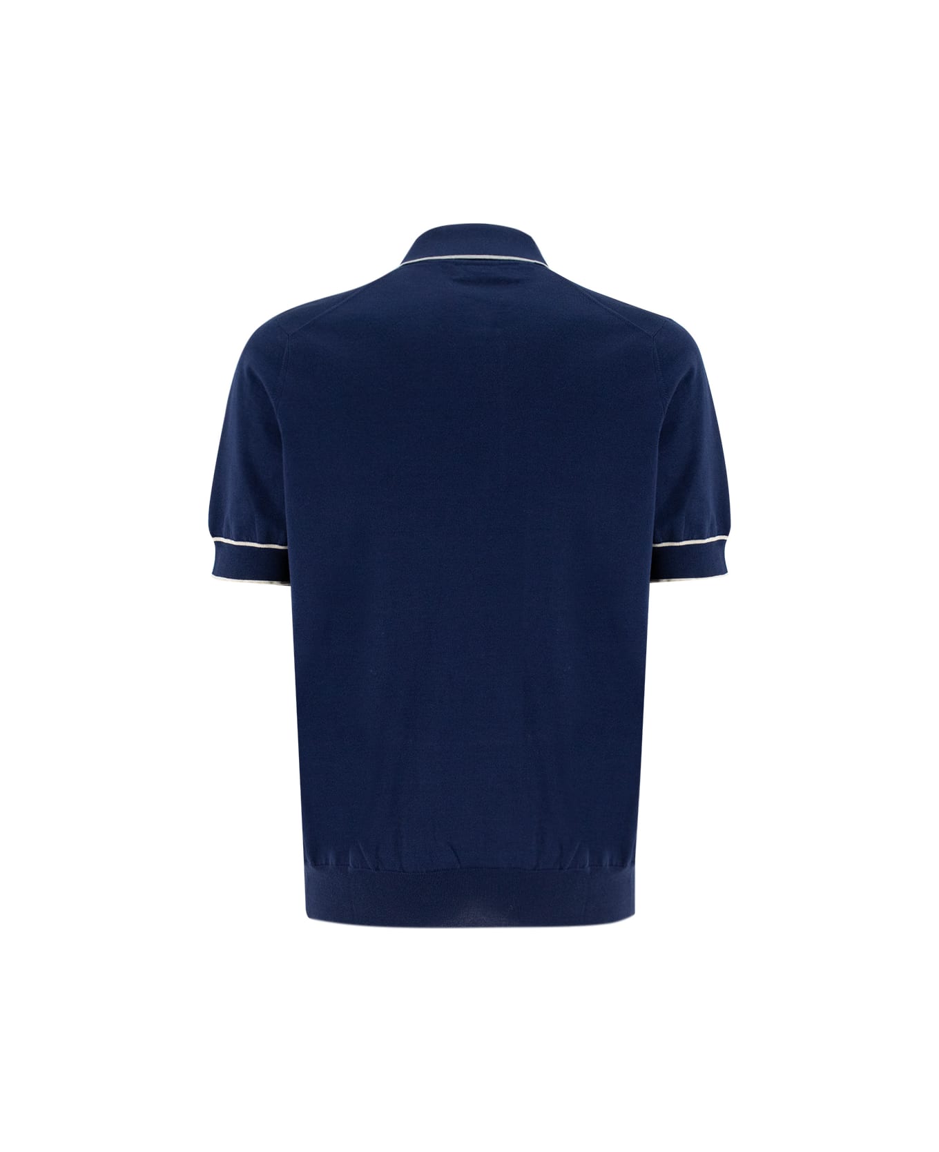 Brunello Cucinelli Knitted Short-sleeved Polo Shirt - PRUSSIA_GRIGIO CHIARO_CORDA