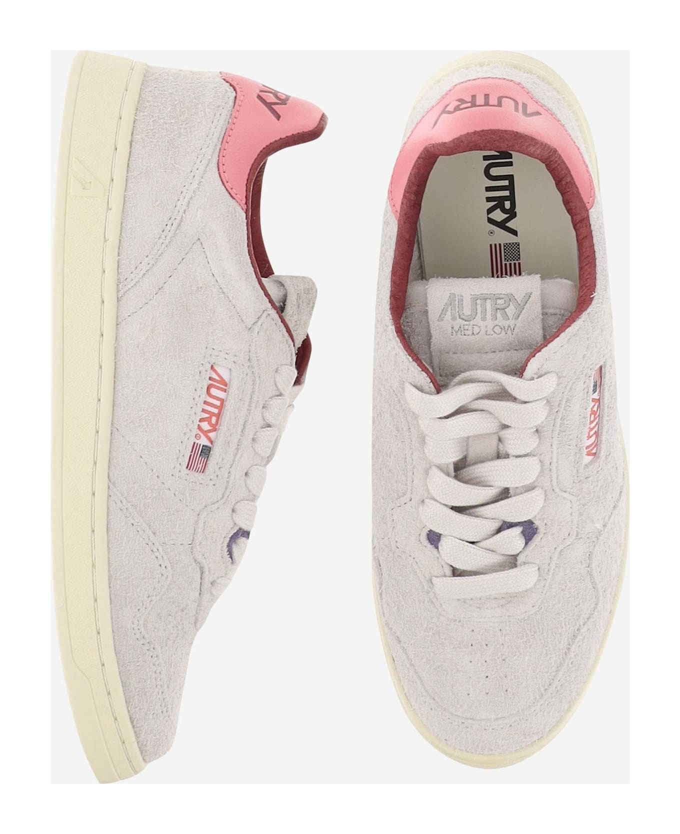 Autry Medalist Low Sneakers In Suede Hair Sand Effect - White スニーカー
