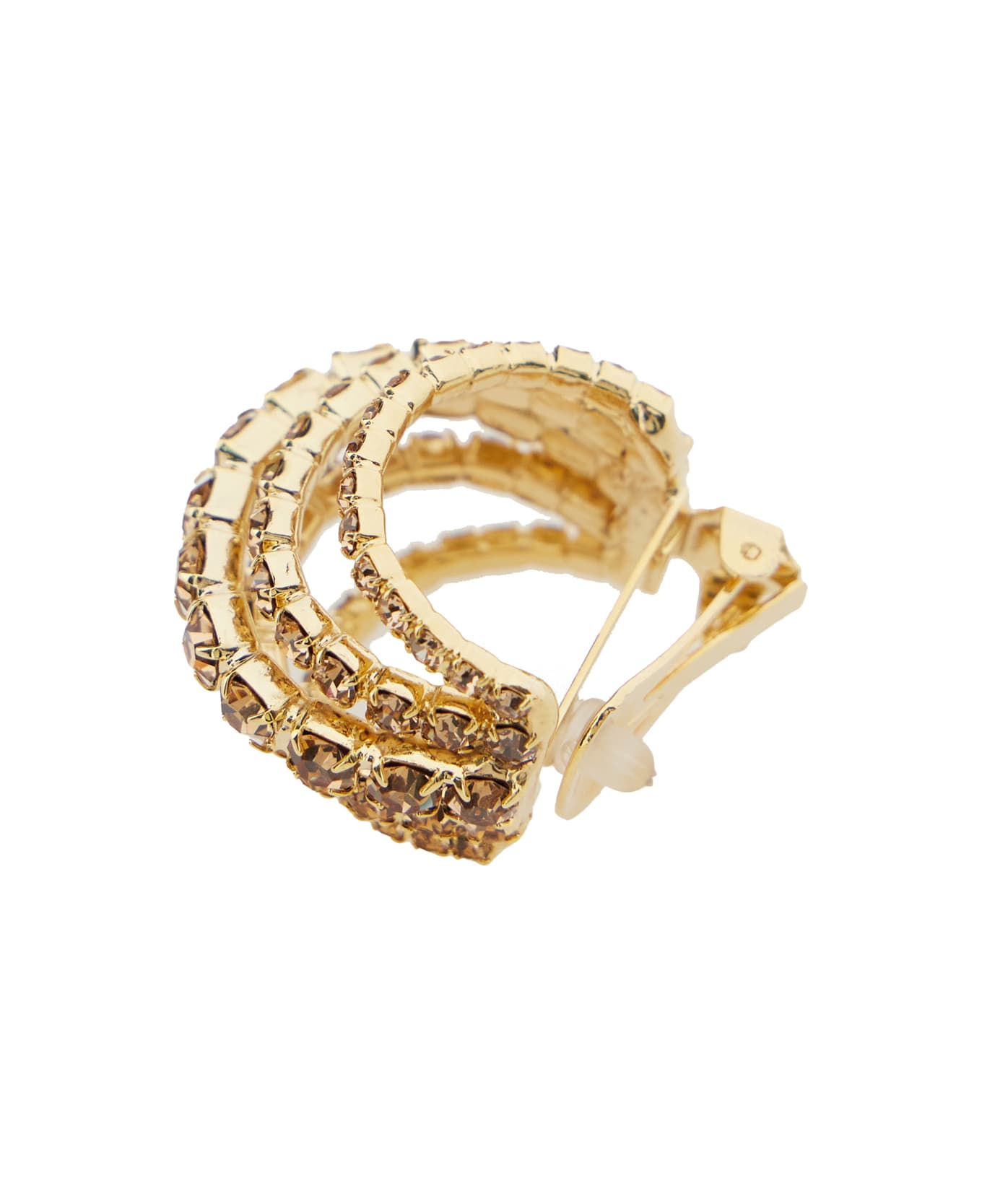Silvia Gnecchi 
shells
 Metallic Earings With Rear Closure In Gold Pleated Brass Woman - Metallic