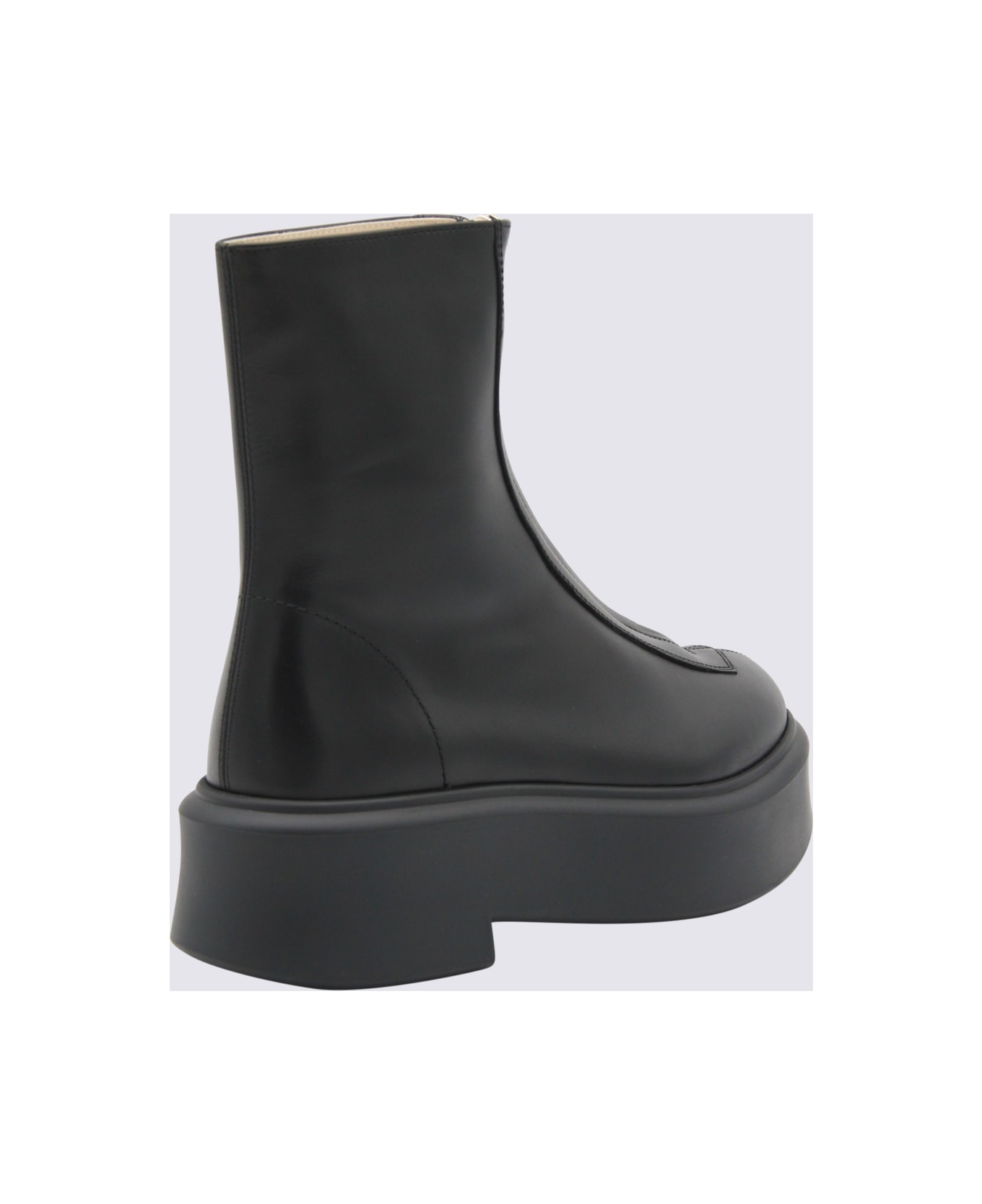 The Row Black Leather Boots - Black