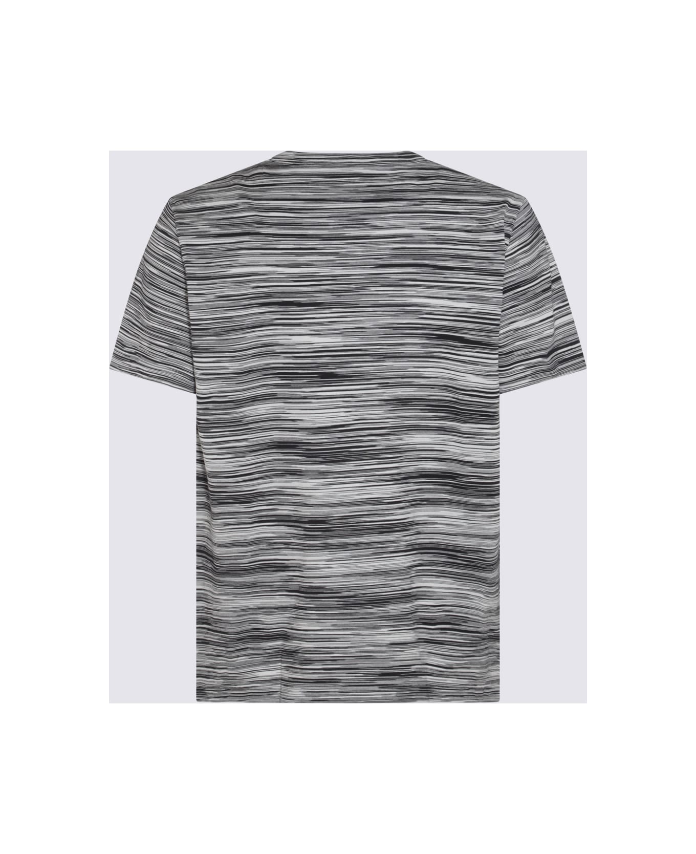 Missoni Multicolor Cotton T-shirt - SPACE DYED BLACK AND WHITE
