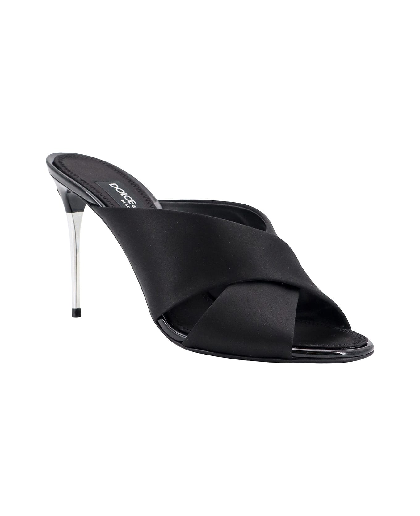 Dolce & Gabbana Satin Sandals With Back Monogram - Black