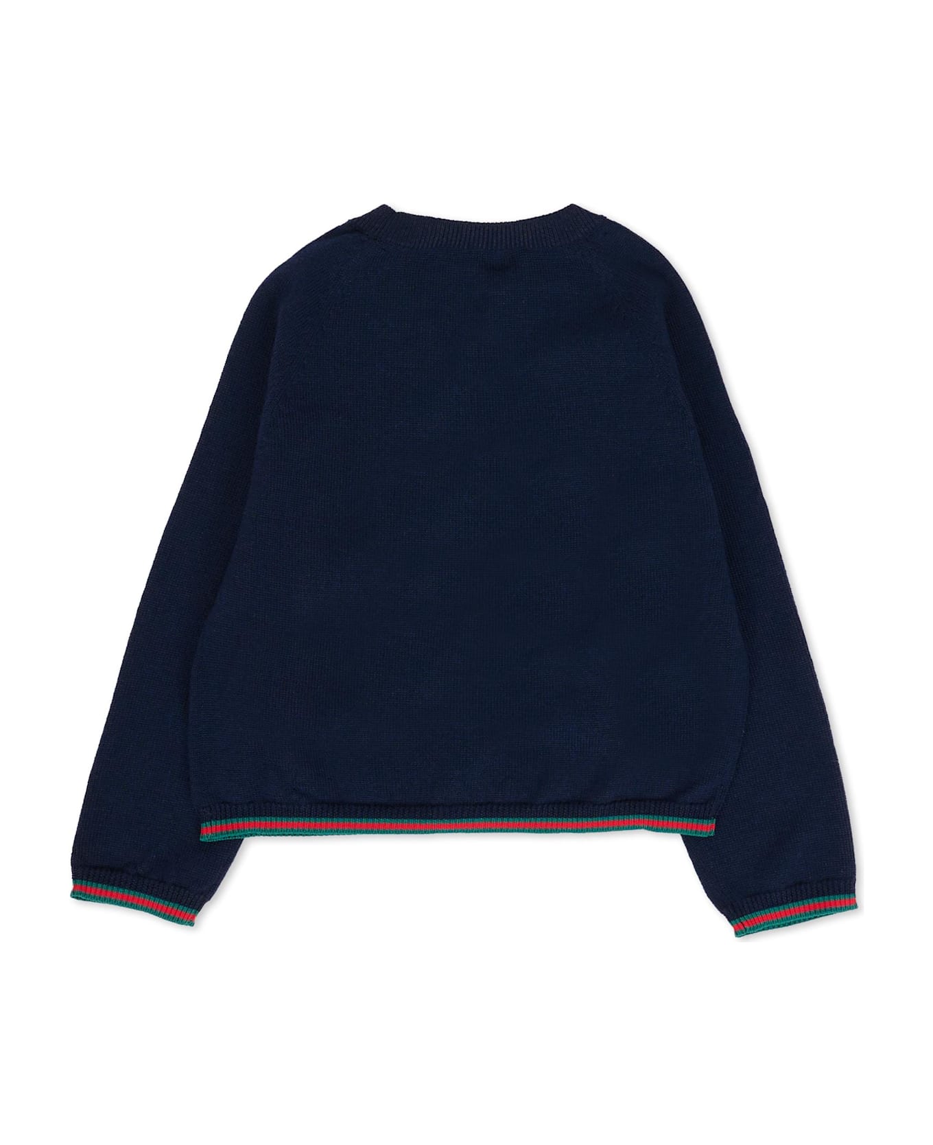Gucci Blue Cardigan For Babykids With Web Detail - Blue