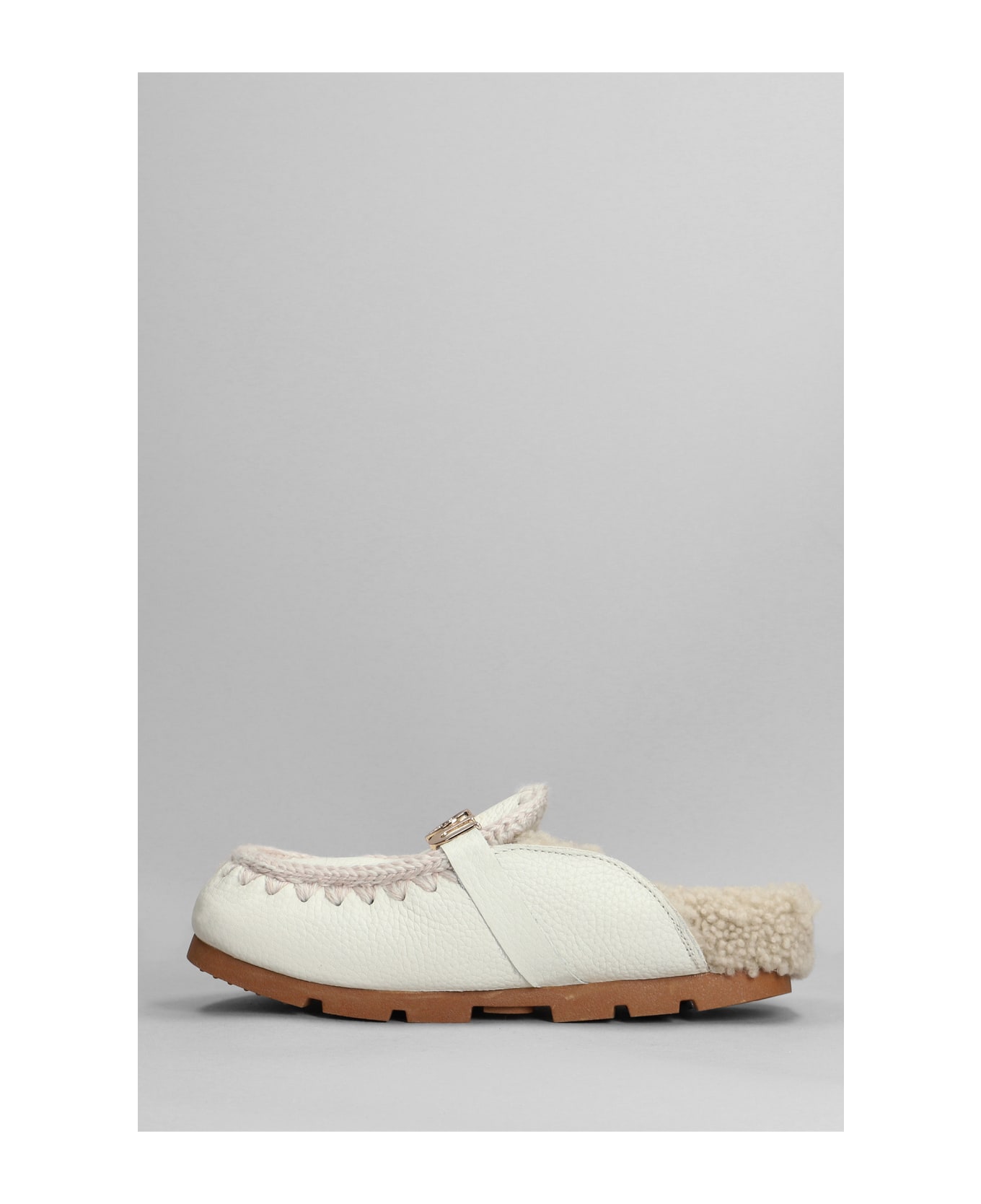 Mou Winter Bio Slipper-mule In White Leather - White