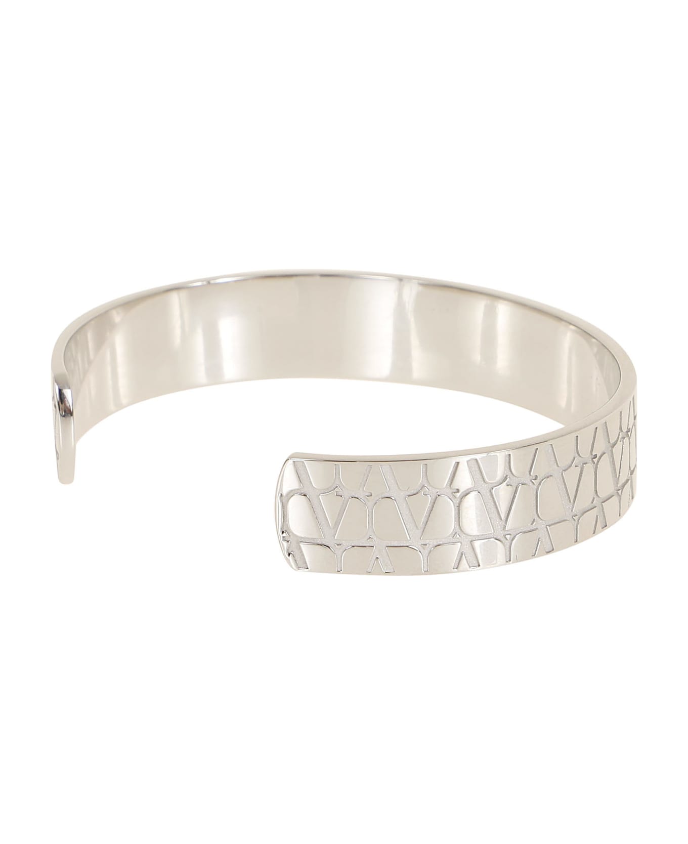 Valentino Garavani Silver Metal Vlogo Bracelet - Palladium