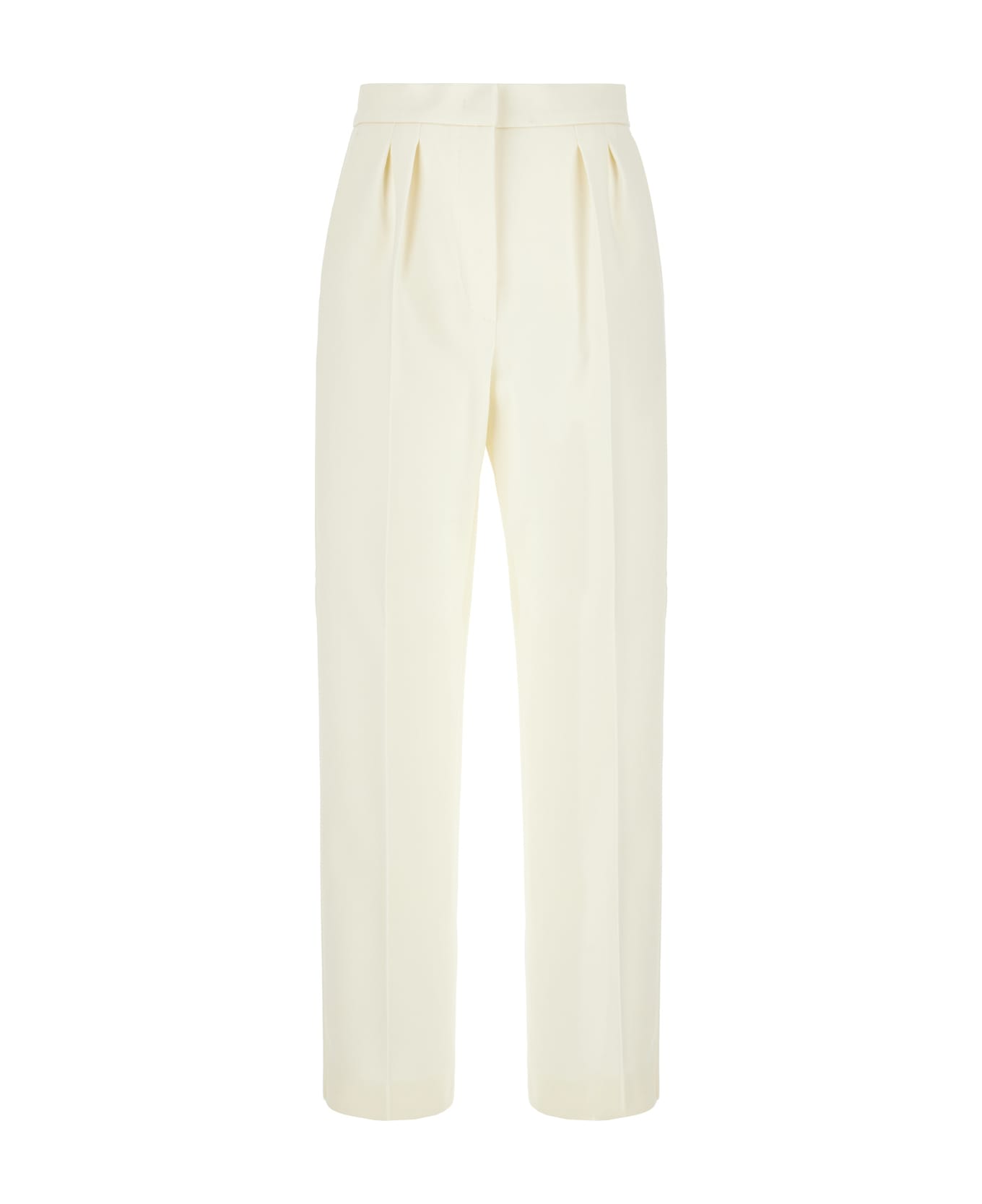 Max Mara Ivory Stretch Wool Pants - NEUTRALS