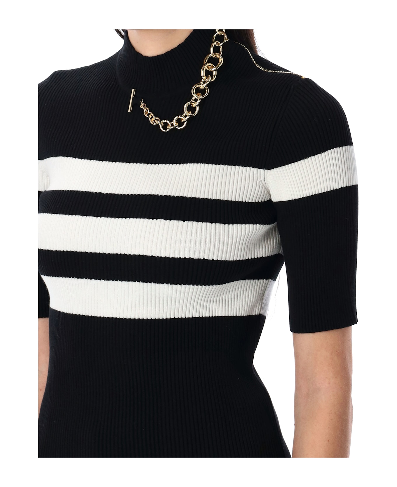 Jean Paul Gaultier Striped Knit Top - BLACK WHITE