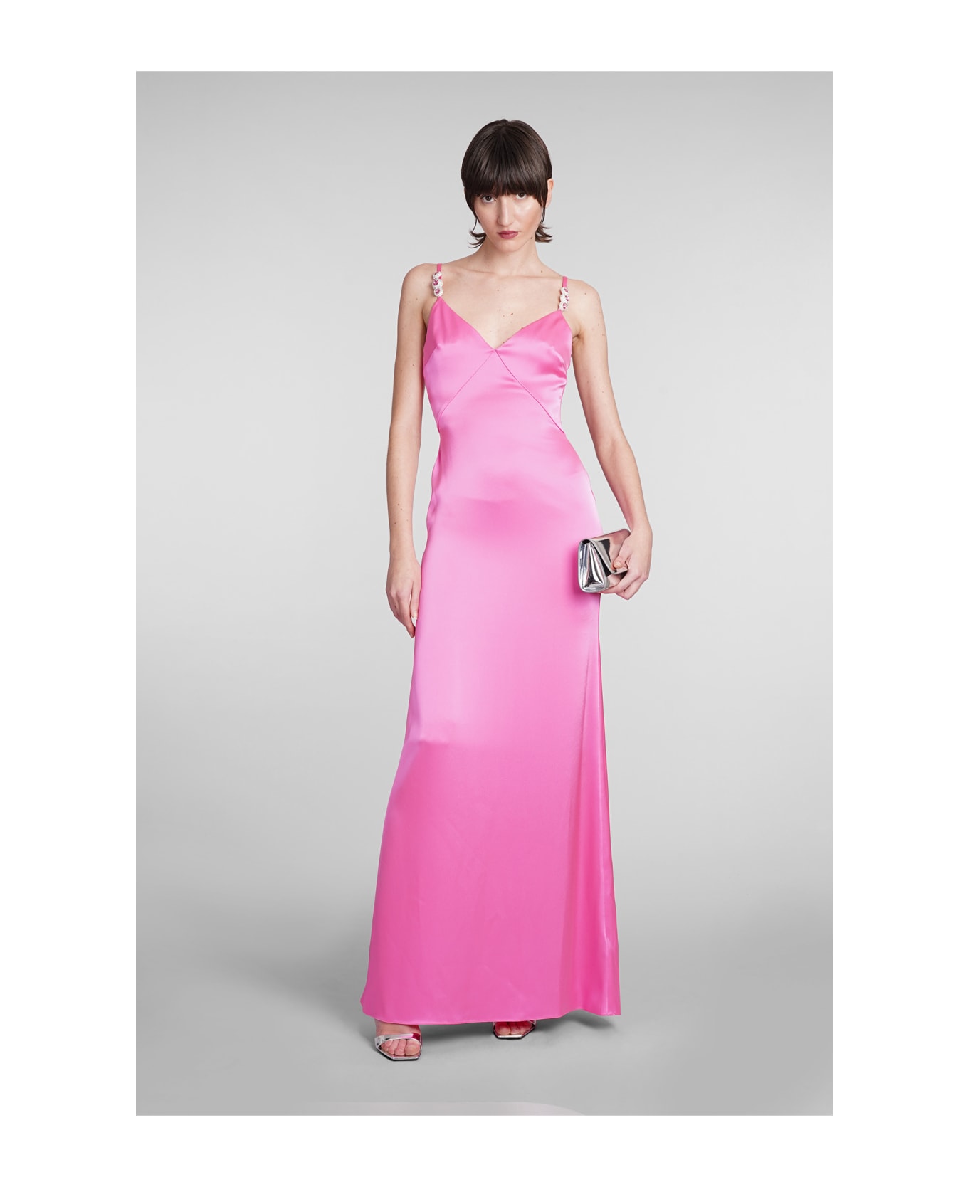 David Koma Dress In Rose-pink Acetate - rose-pink
