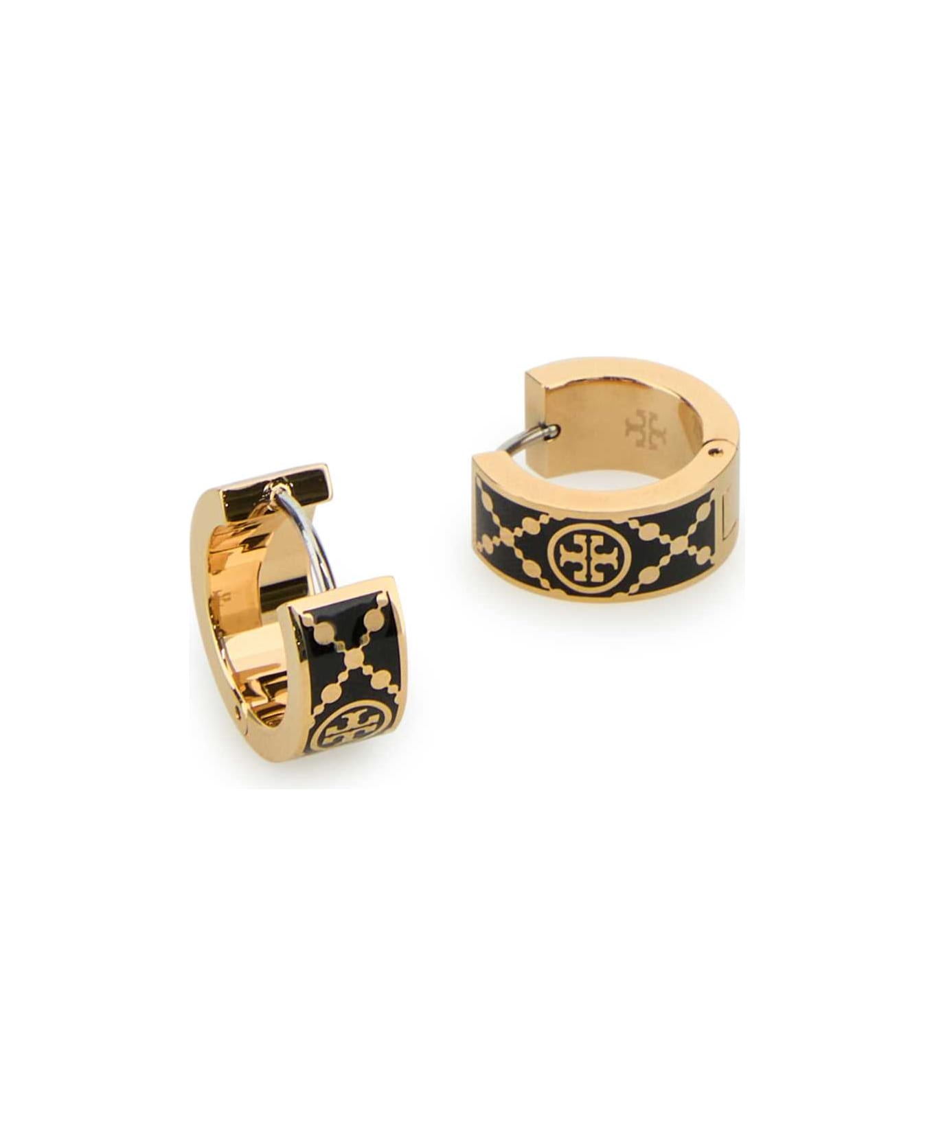Tory Burch Two-tone Metal T Monogram Earrings - TORYGOLDBLACK