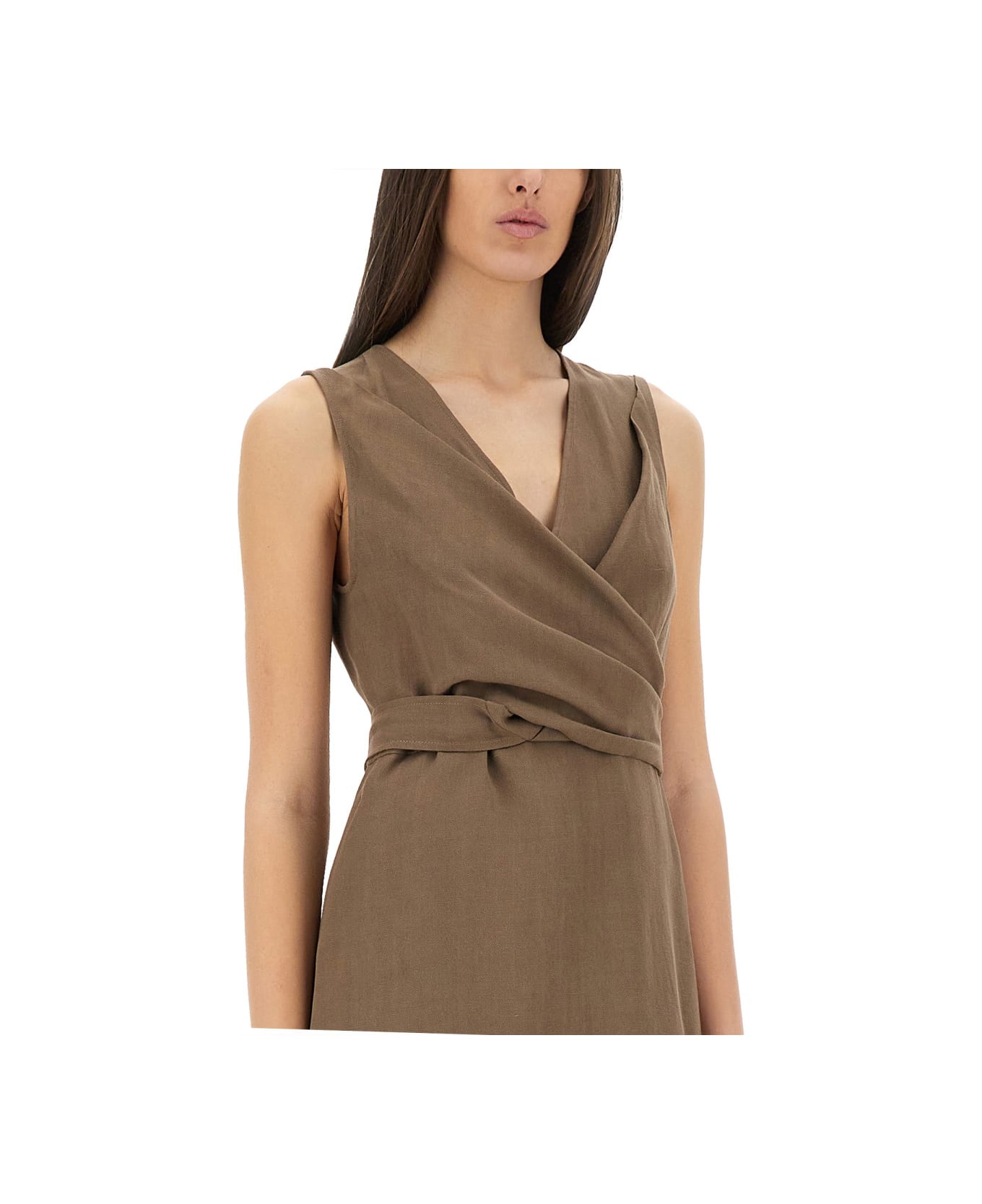 Brunello Cucinelli "wrap-effect" Dress - BROWN