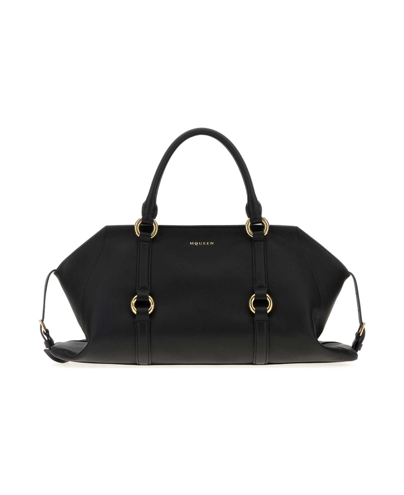 Alexander McQueen Black Leather Medium Farringdon Handbag - BLACKGOLD