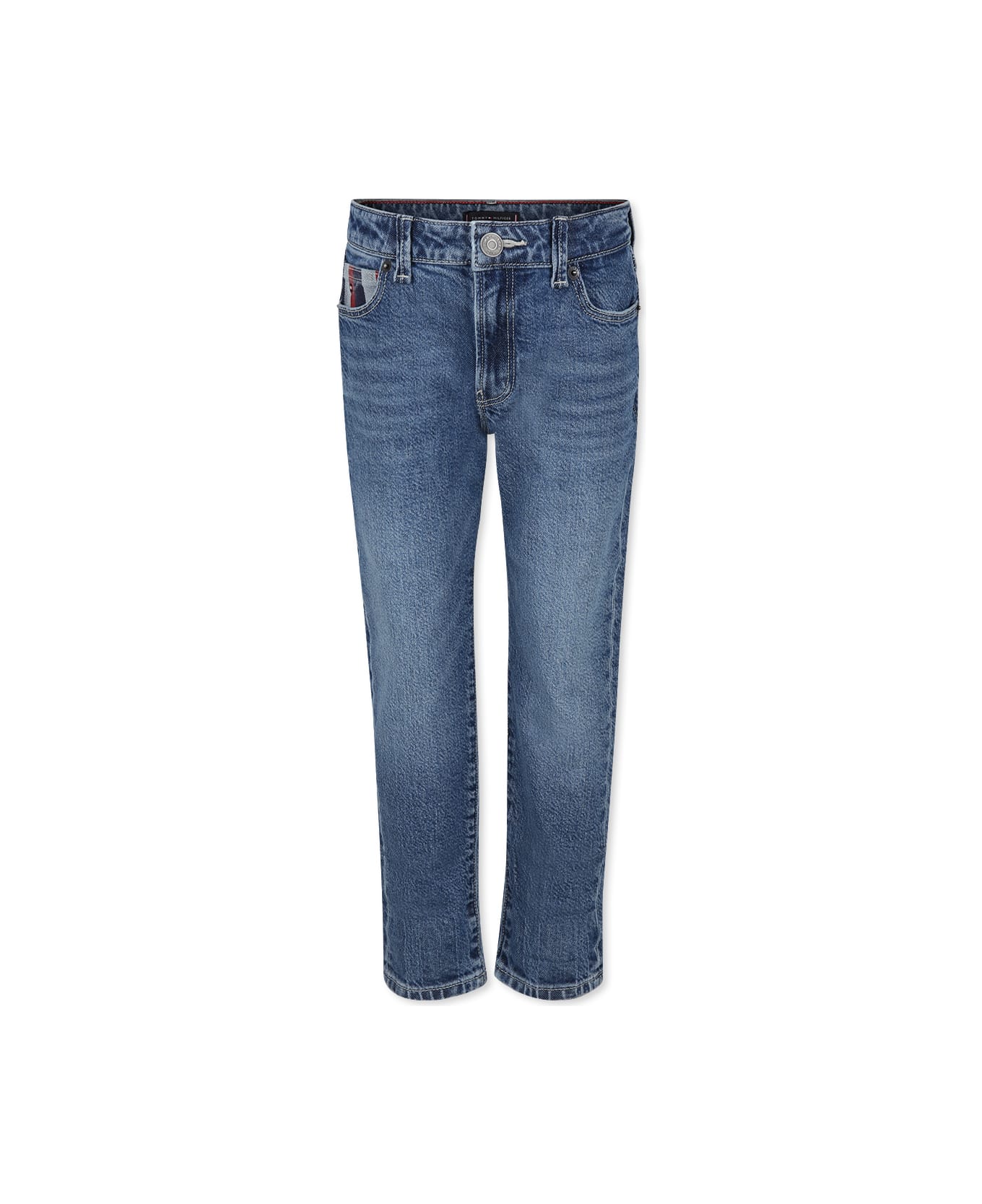 Tommy Hilfiger Blue Jeans For Boy With Flag - Denim