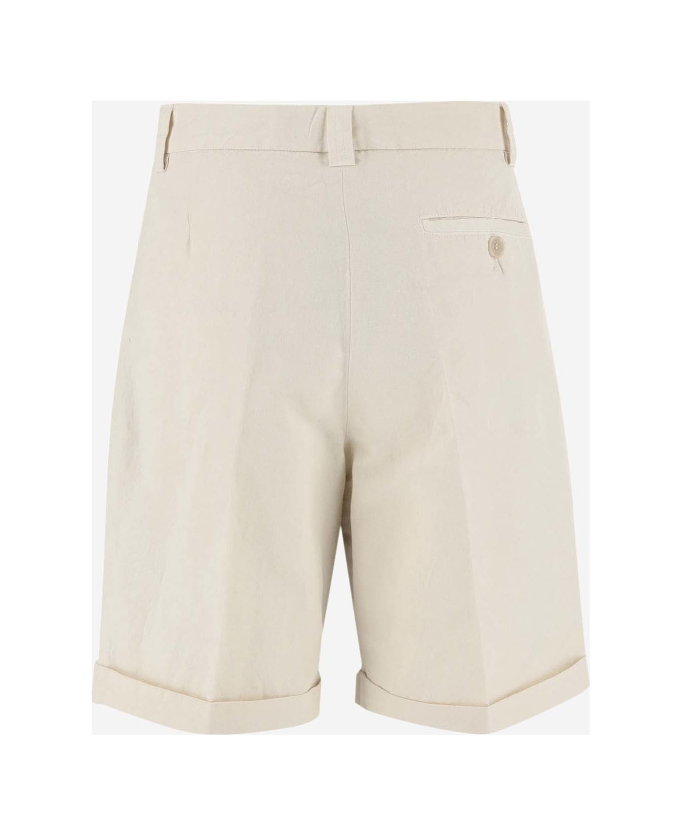 Aspesi Cotton And Linen Short Pants - White