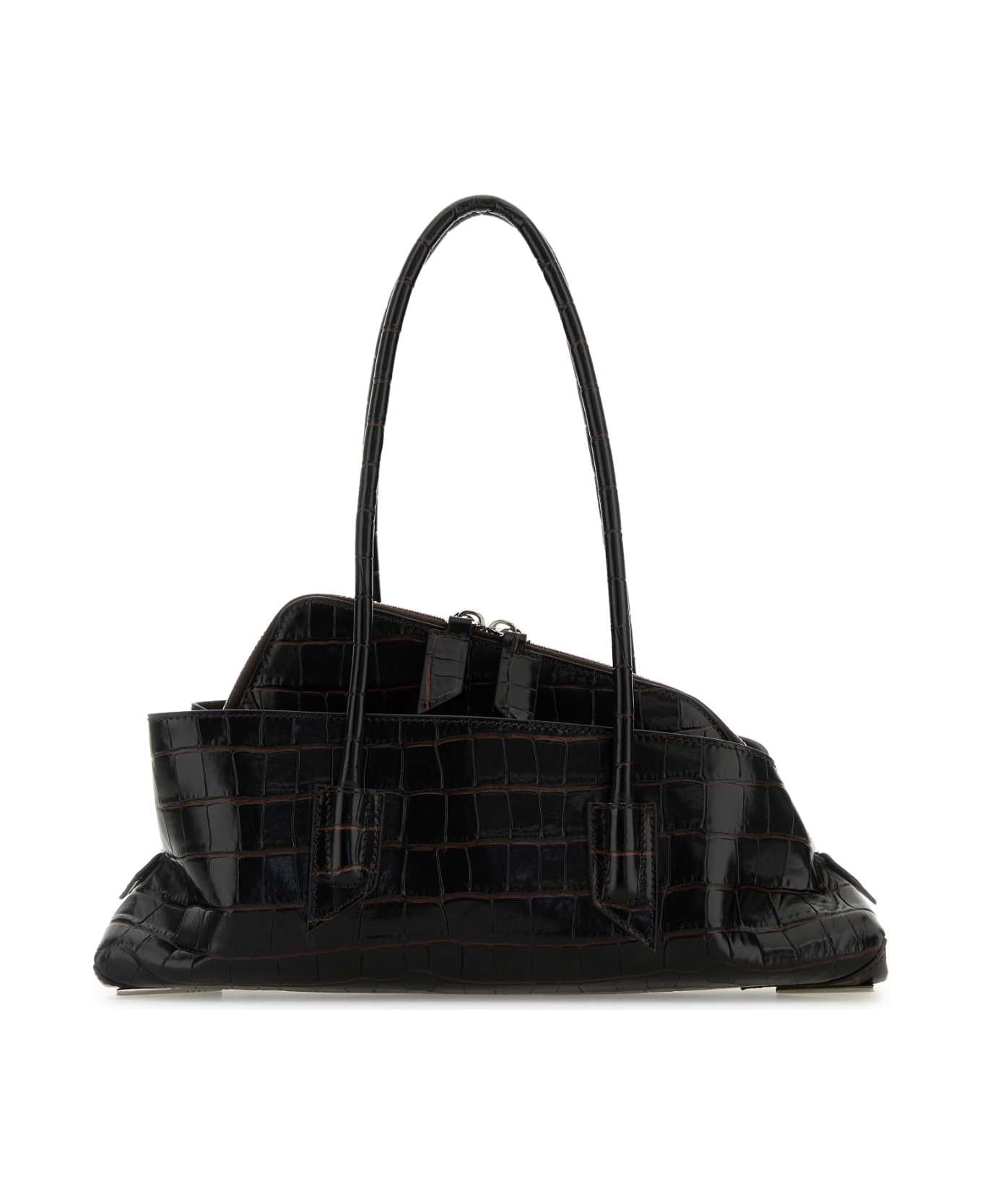 The Attico Dark Brown Leather Small La Passeggiata Handbag - COFFE