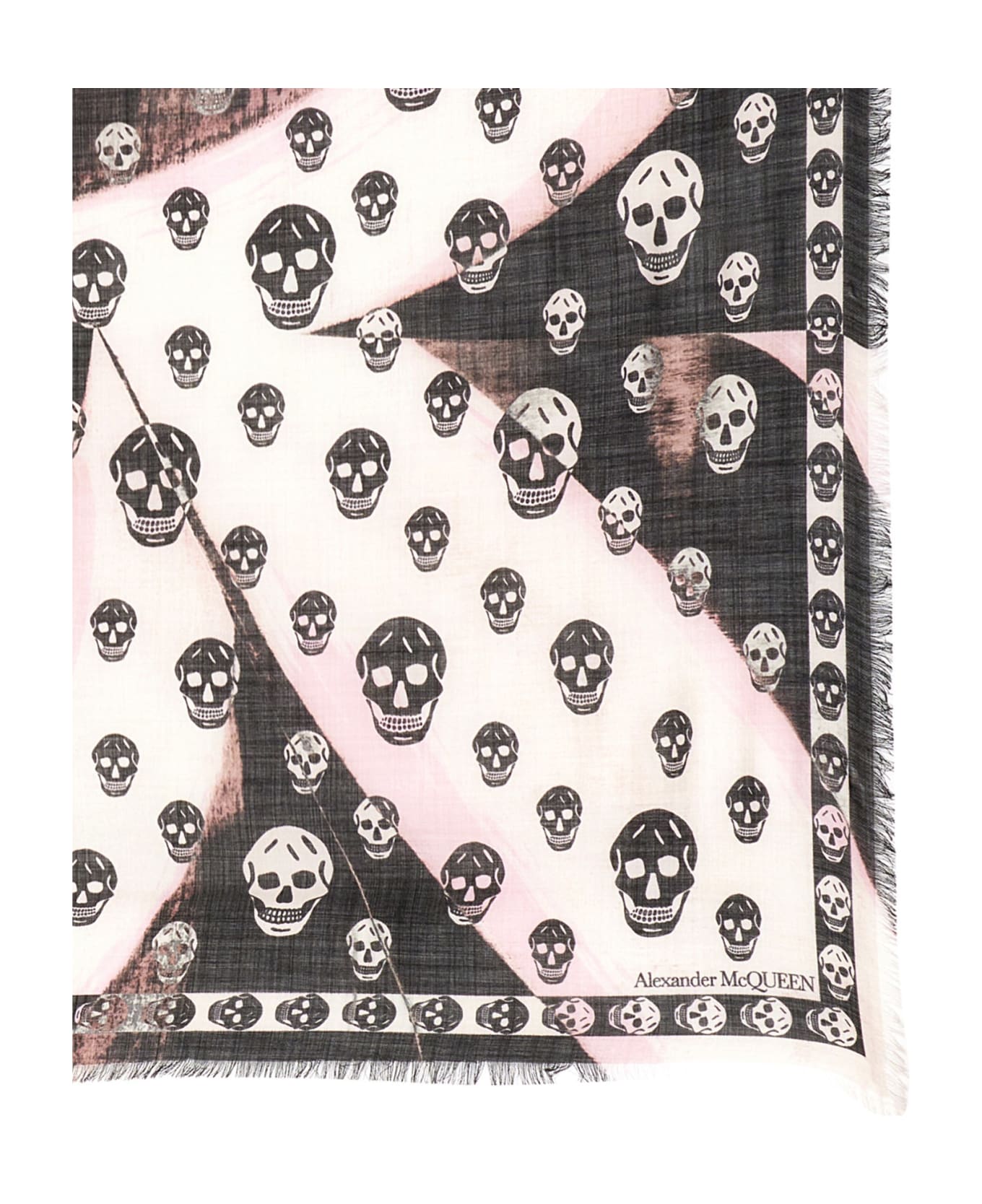 Alexander McQueen Skull Print Scarf - Black Ivory スカーフ＆ストール