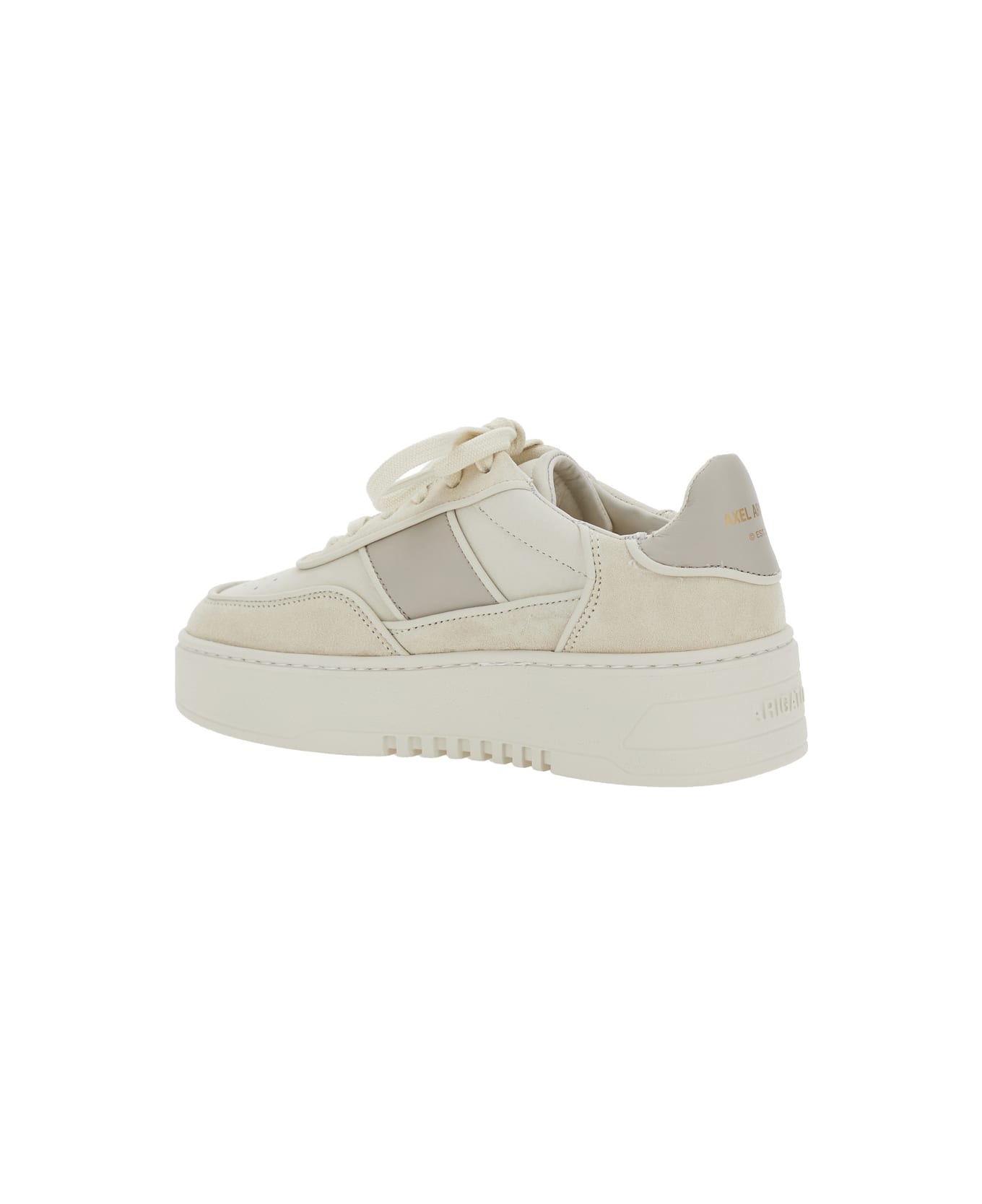 Axel Arigato Beige Sneakers With Contrasting Heel With Logo Lettering In Leather Blend Woman - Beige