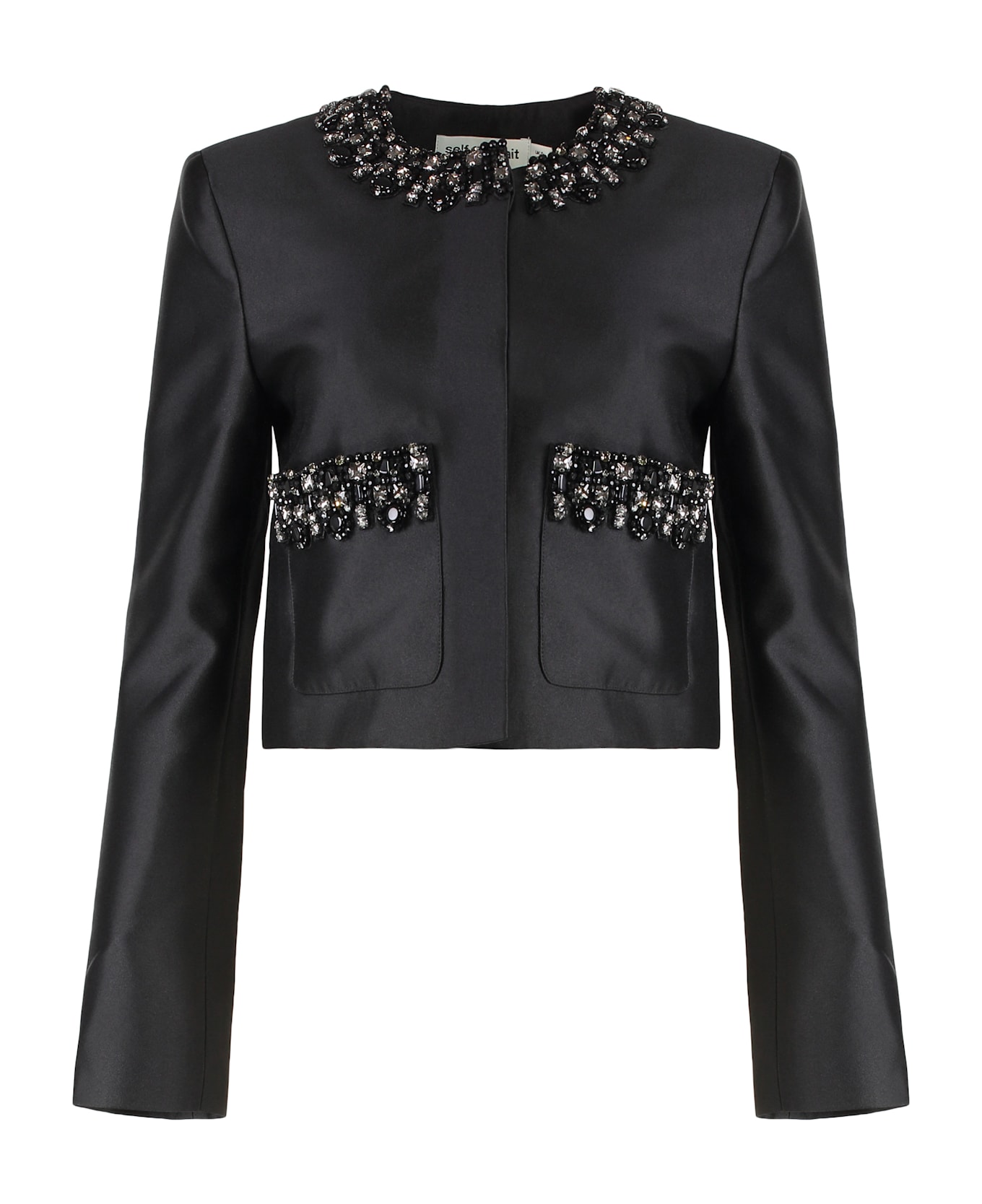 self-portrait Taffeta Jacket - black