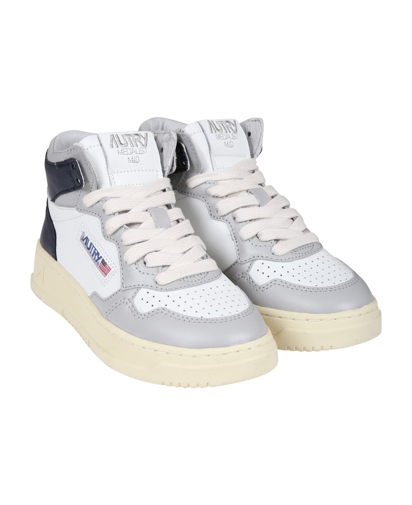 Autry Grey Sneakers For Kids With Logo - Grey