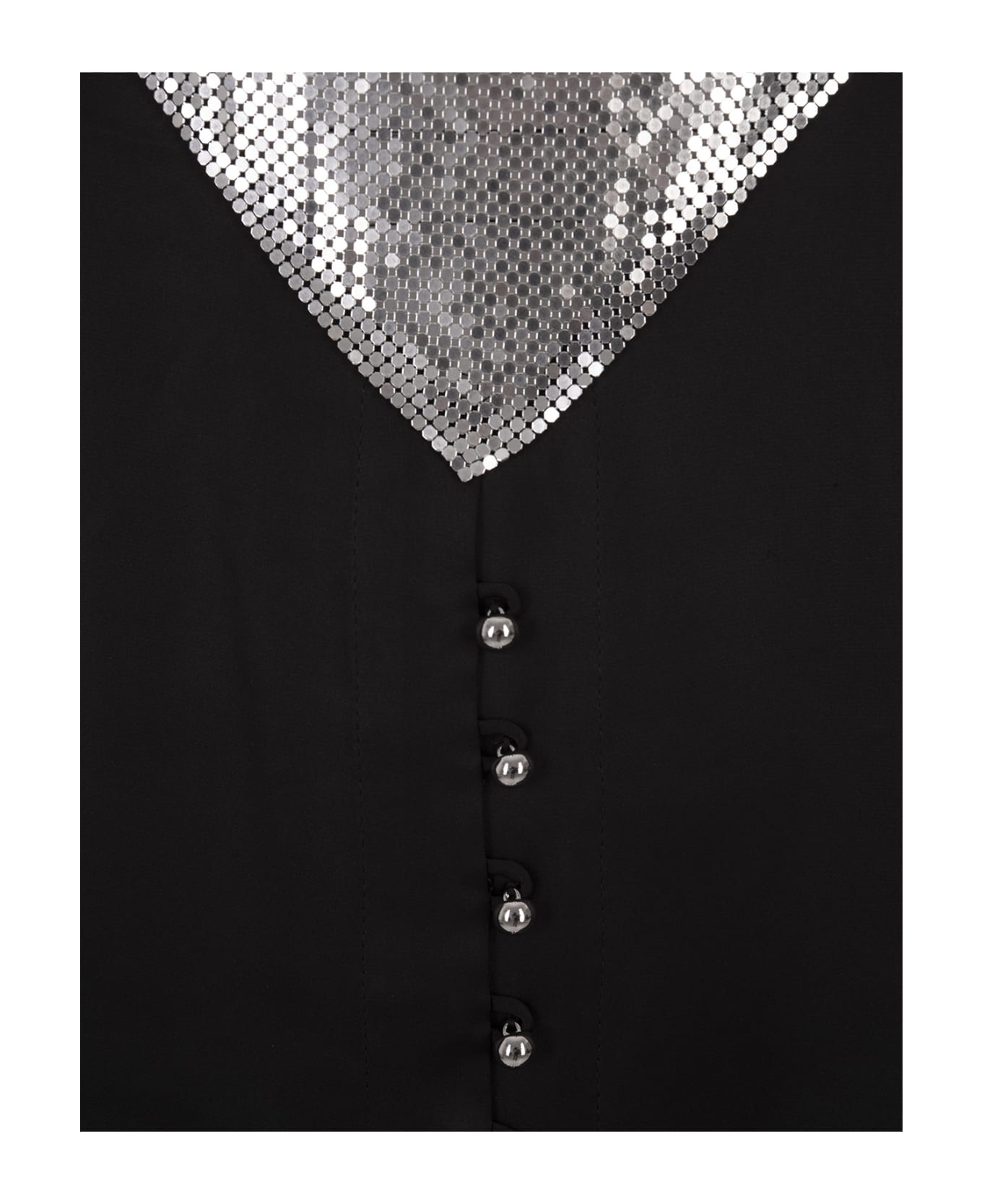 Paco Rabanne Mini Dress In Black Jersey And Silver Mesh - Black ジャンプスーツ