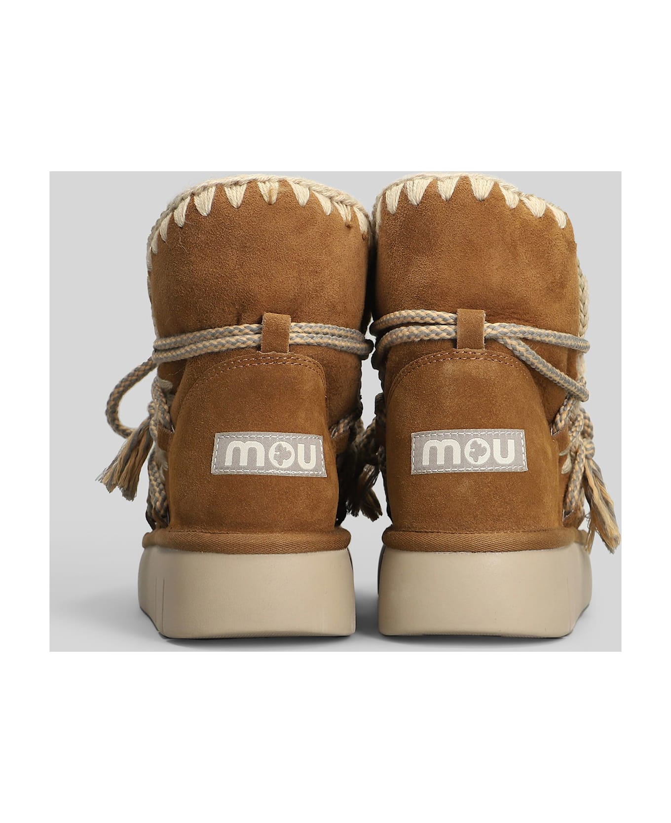 Mou Bounce Boot Scoubied High Heels Ankle Boots In Brown Suede - brown