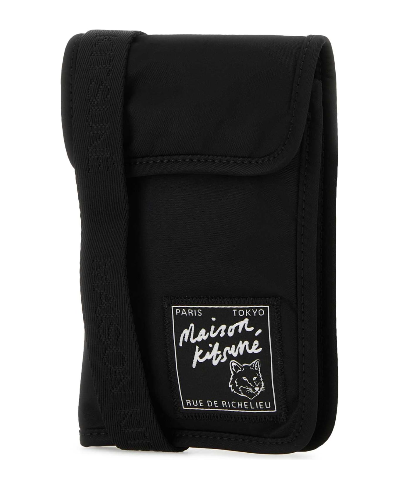 Maison Kitsuné Black Nylon Phone Case - BLACK 財布
