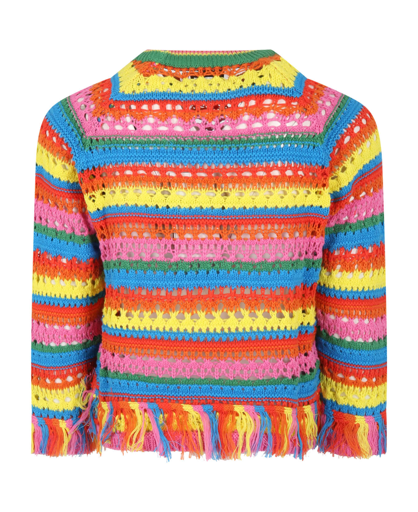 Stella McCartney Kids Multicolor Sweater For Girl With Fringe - Multicolor