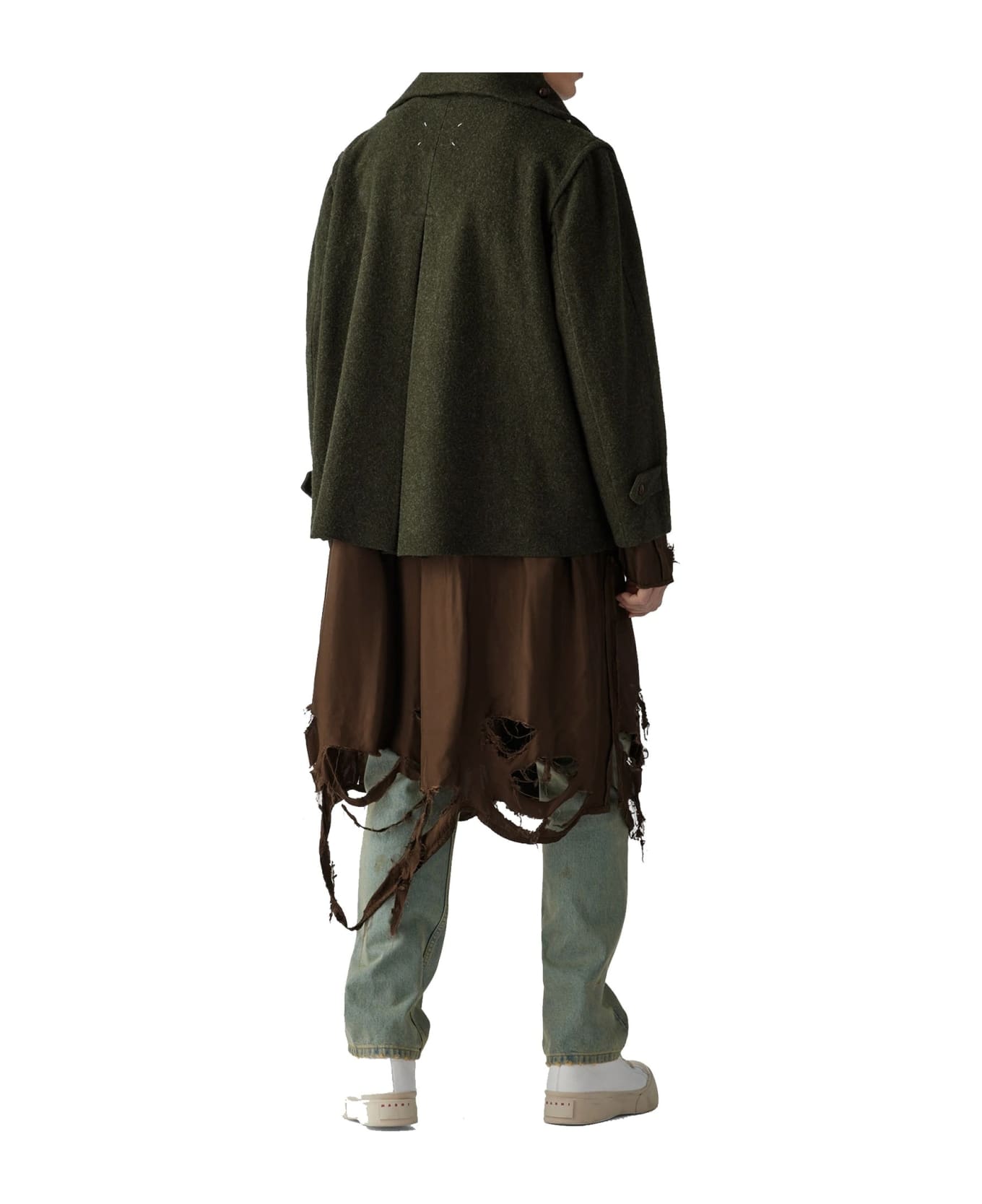 Maison Margiela Destroyed-look Coat - Green コート