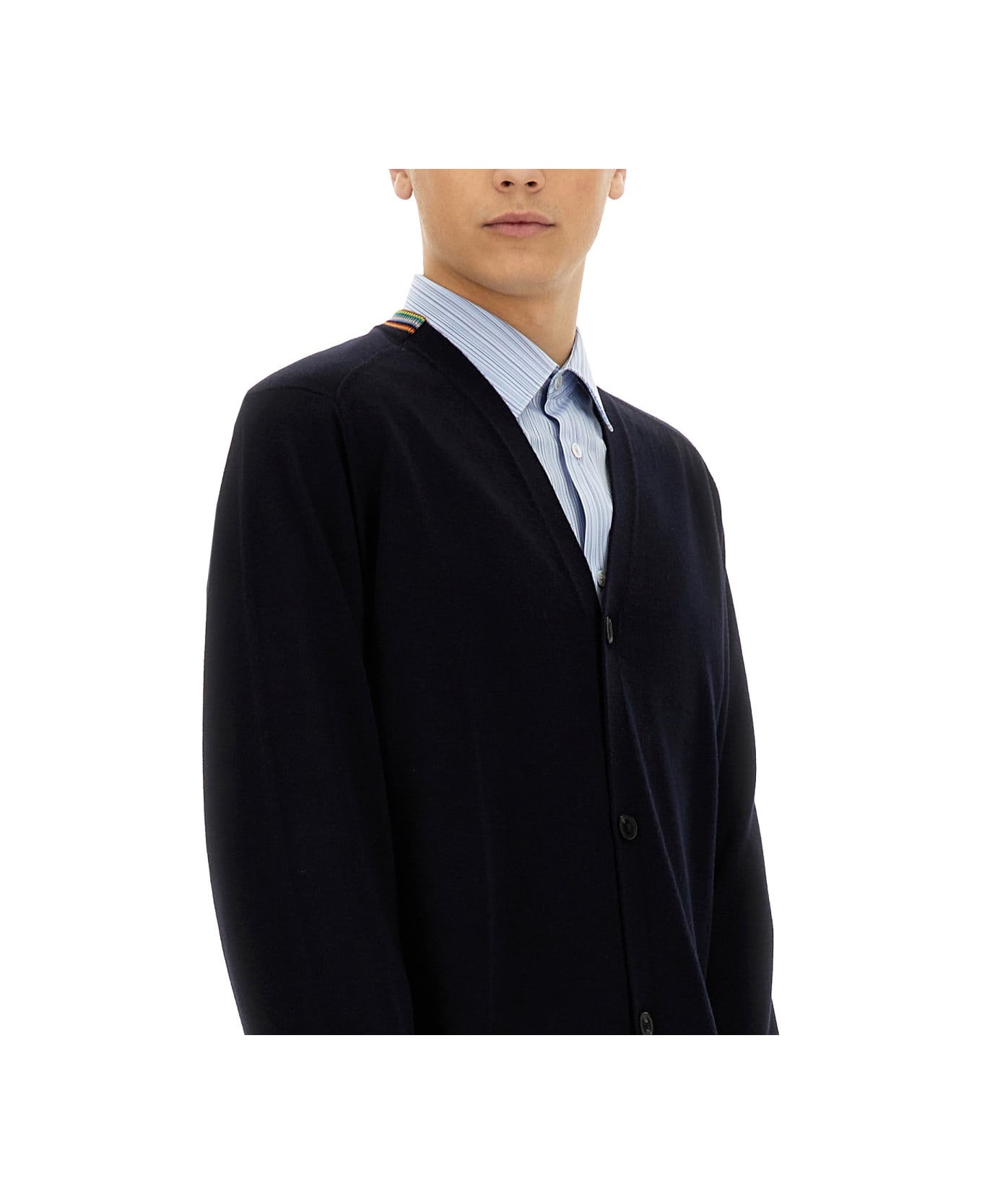 Paul Smith Merino Wool Cardigan - BLUE