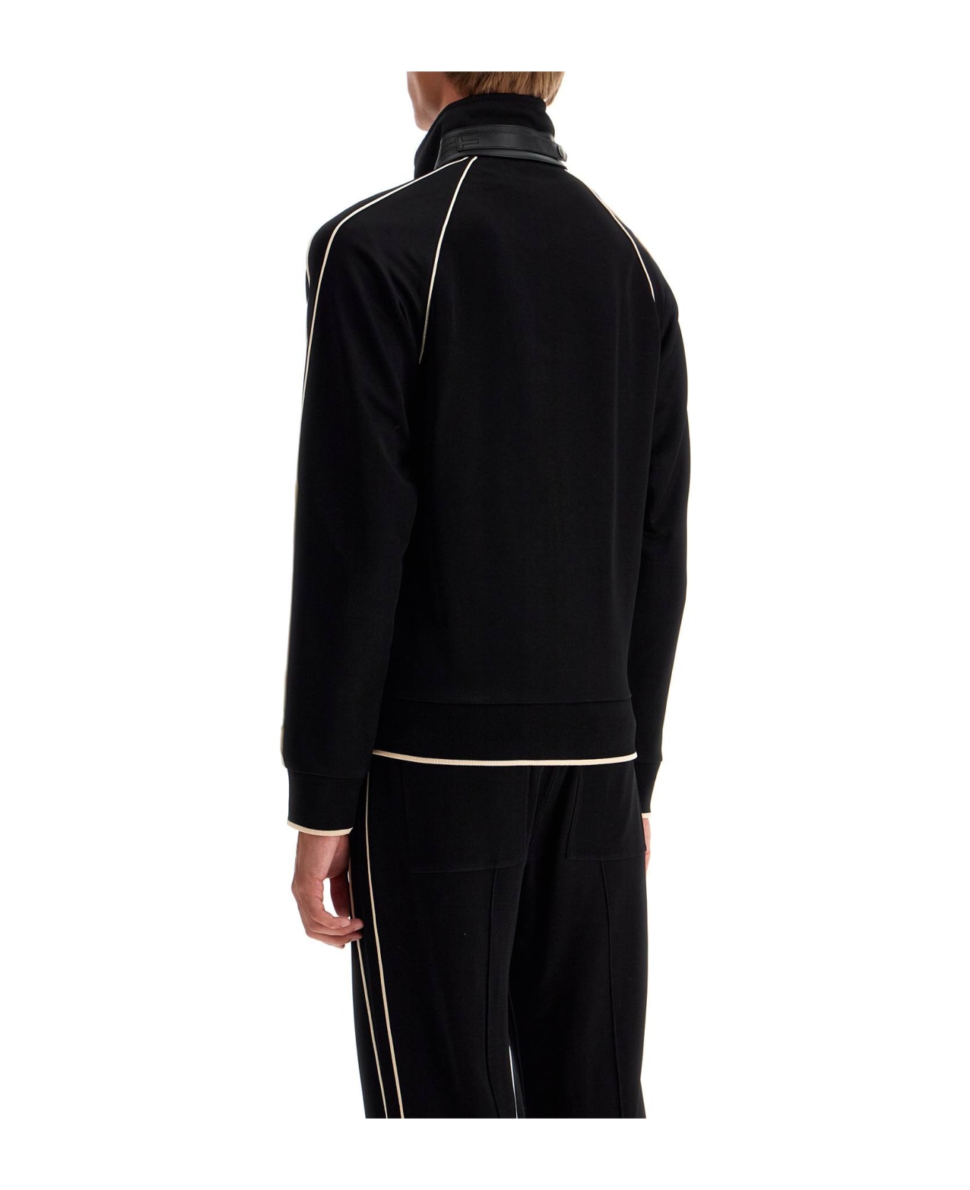 Tom Ford 'v-neck Viscose Zip-up - BLACK (Black)