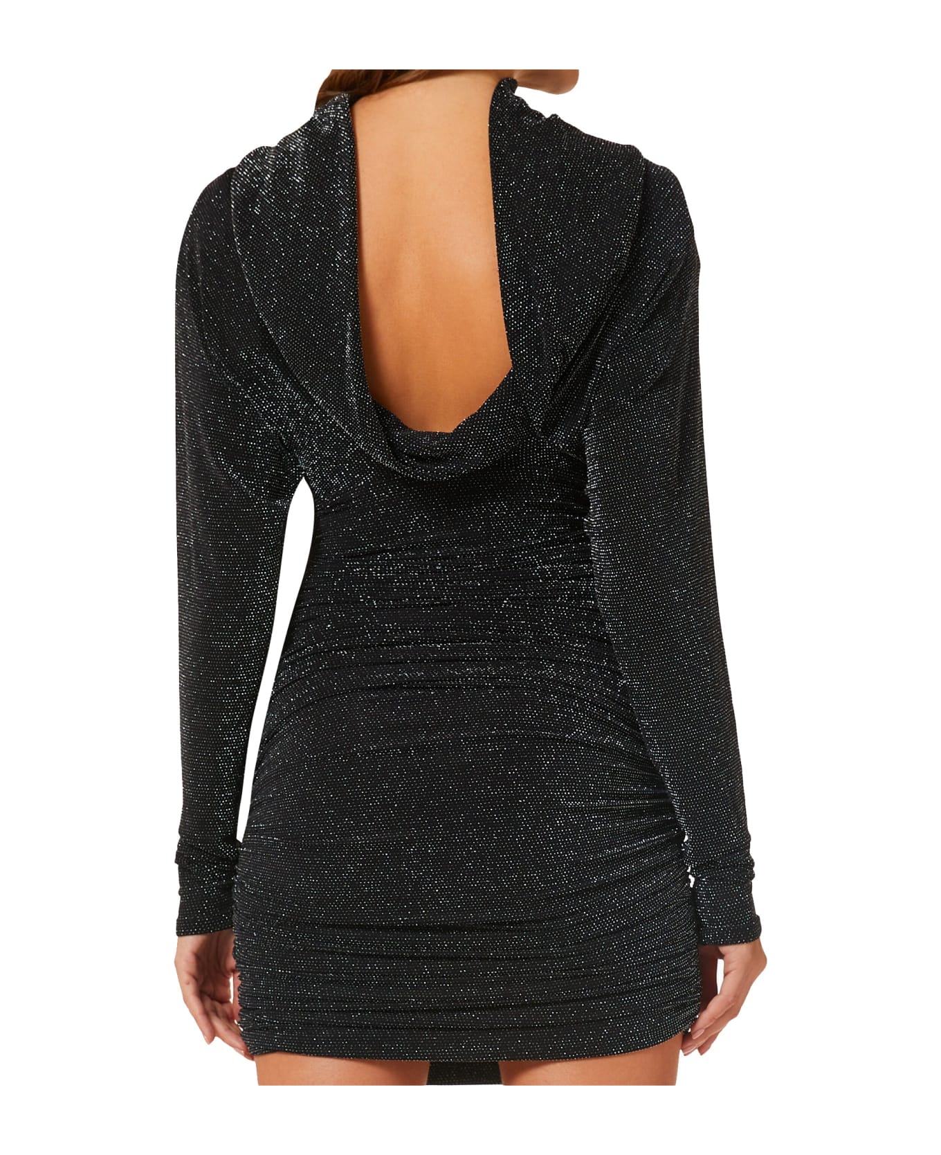 Saint Laurent Cowl Back Glitter Mini Dress - Black
