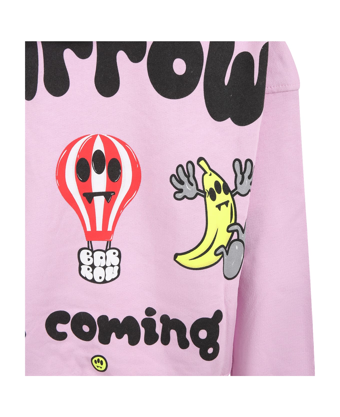 Barrow Pink Sweatshirt For Girls With Logo And Hot Air Balloon - Rosa