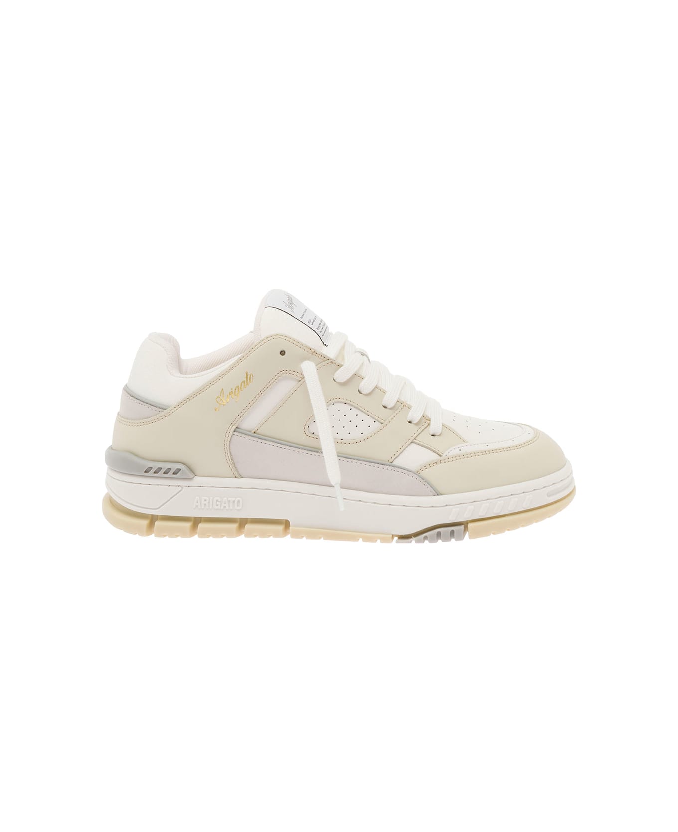 Axel Arigato 'area Lo' White Sneakers With Embossed Logo In Leather Blend Man - Beige