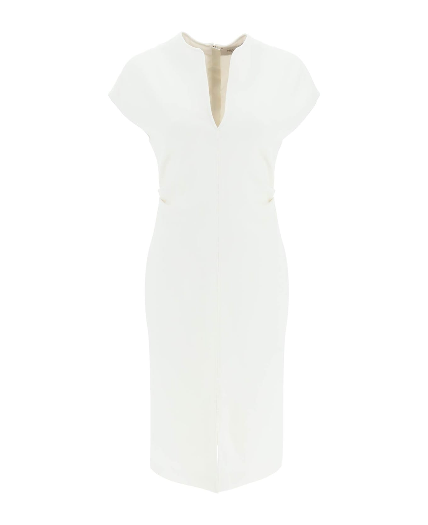 Agnona Wool Crepe Sheath Dress - WHITE (White)