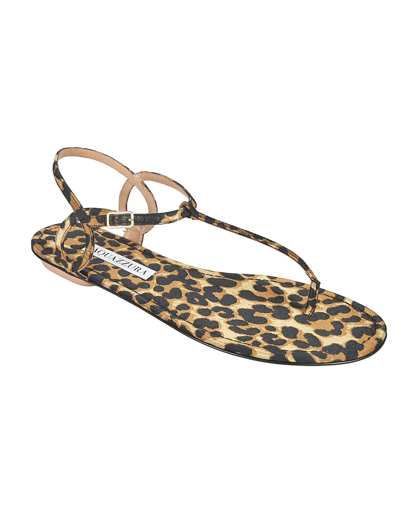 Aquazzura Leopard Bare Flat Sandals - Caramel