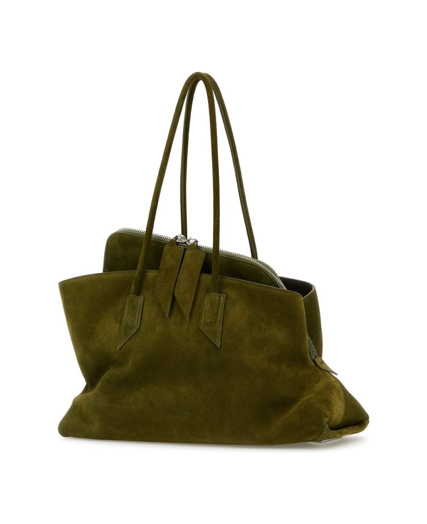 The Attico Olive Green Suede Medium La Passeggiata Shoulder Bag - Khaki