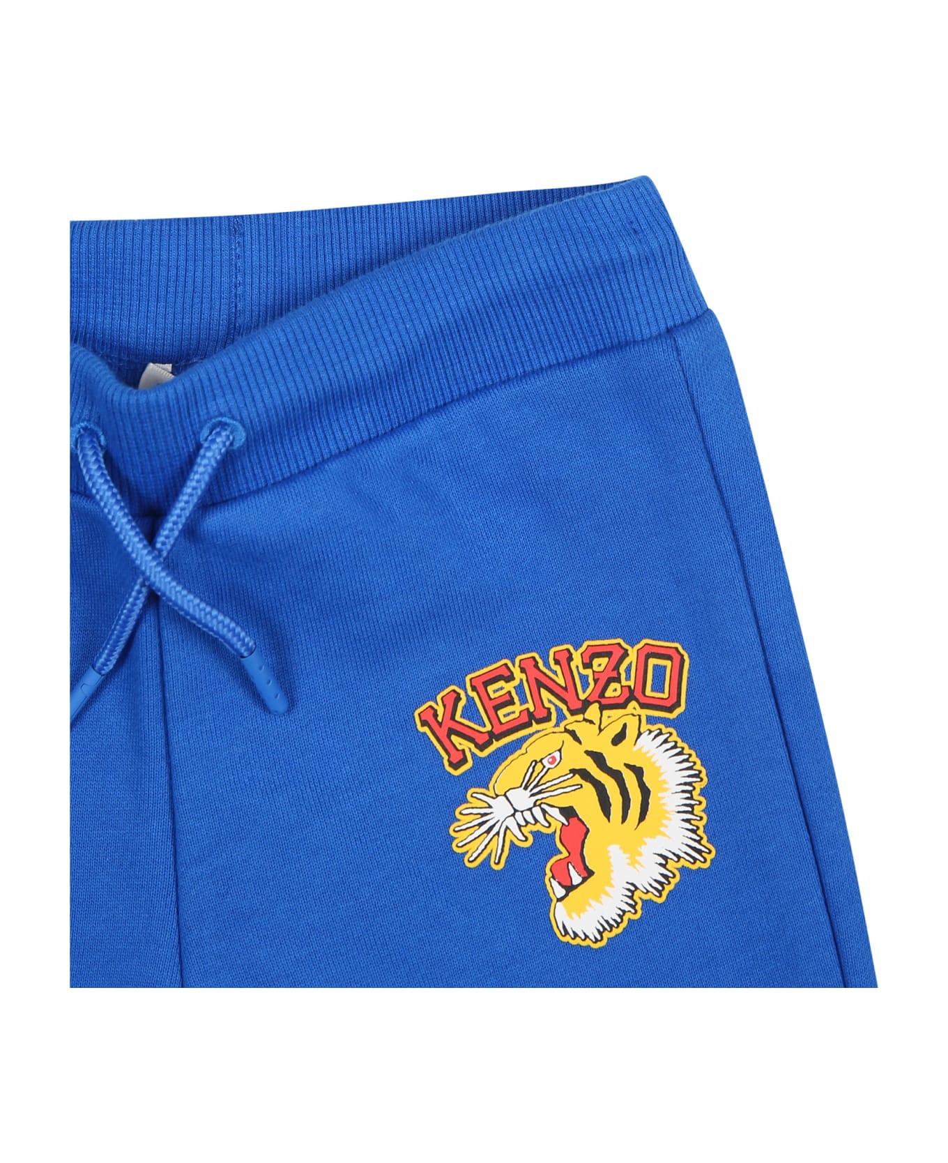 Kenzo Kids Blue Trousers For Baby Boy With Iconic Tiger - Light Blue