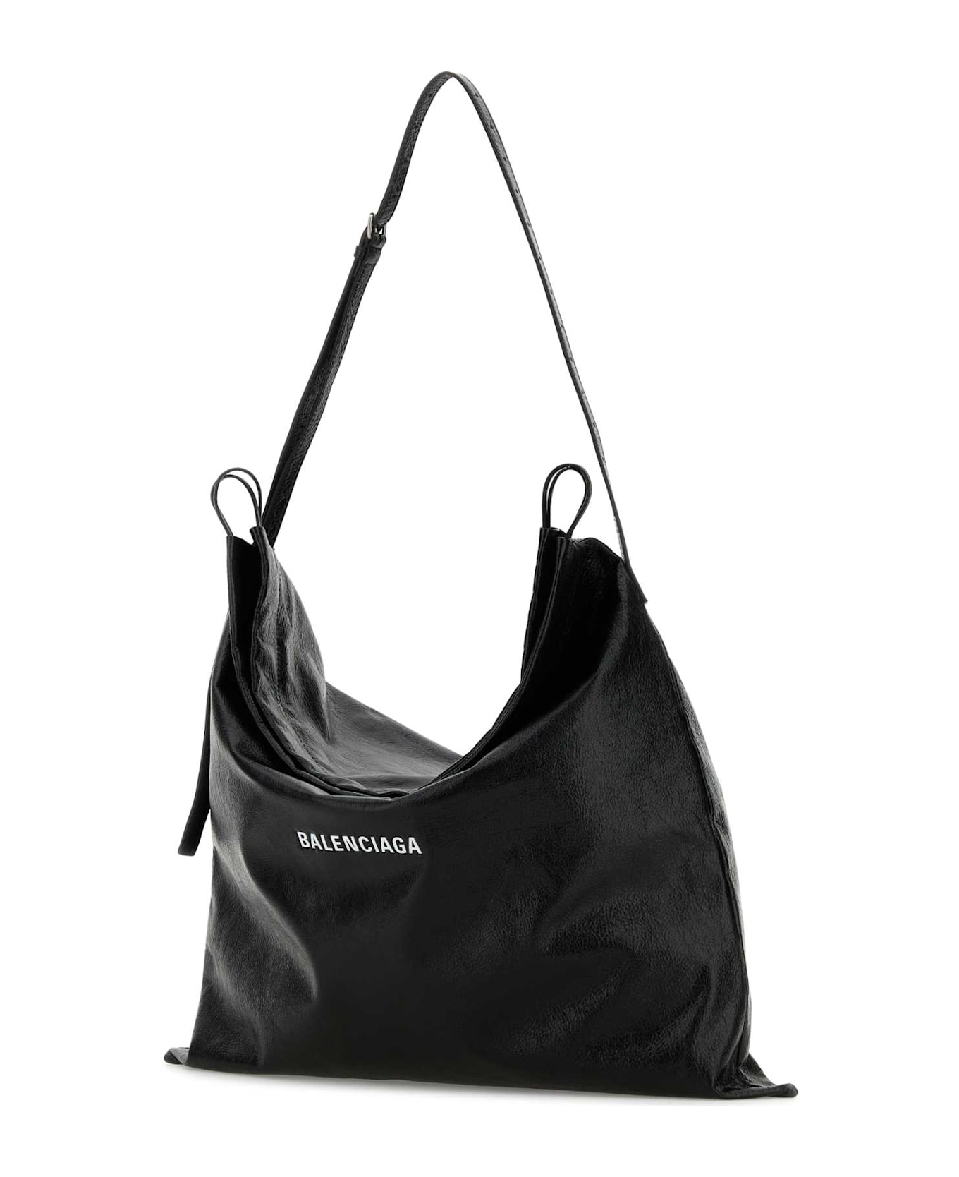 Balenciaga Black Leather Large Dust Shopping Bag - BLACKLWHITE