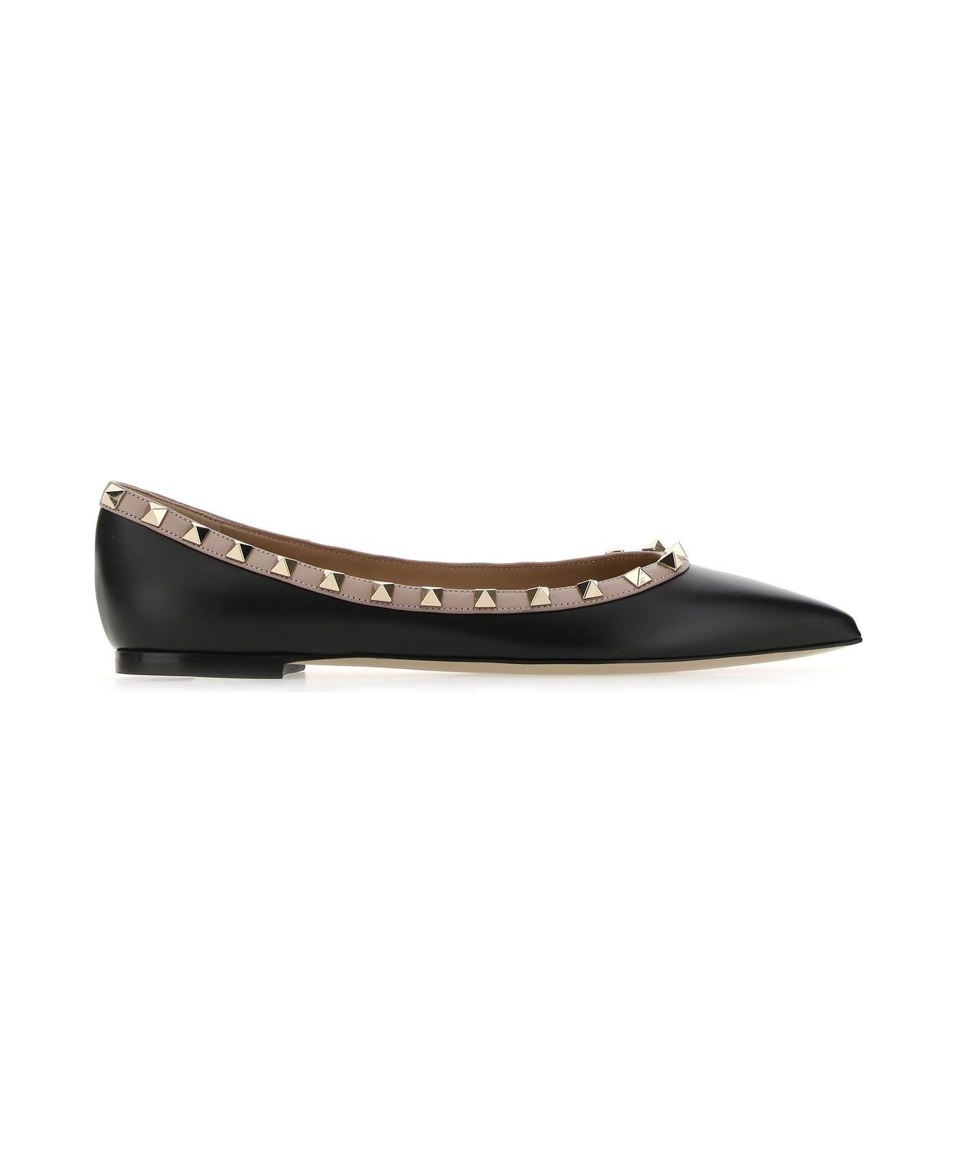 Valentino Garavani Two-tone Leather Rockstud Ballerinas - Black
